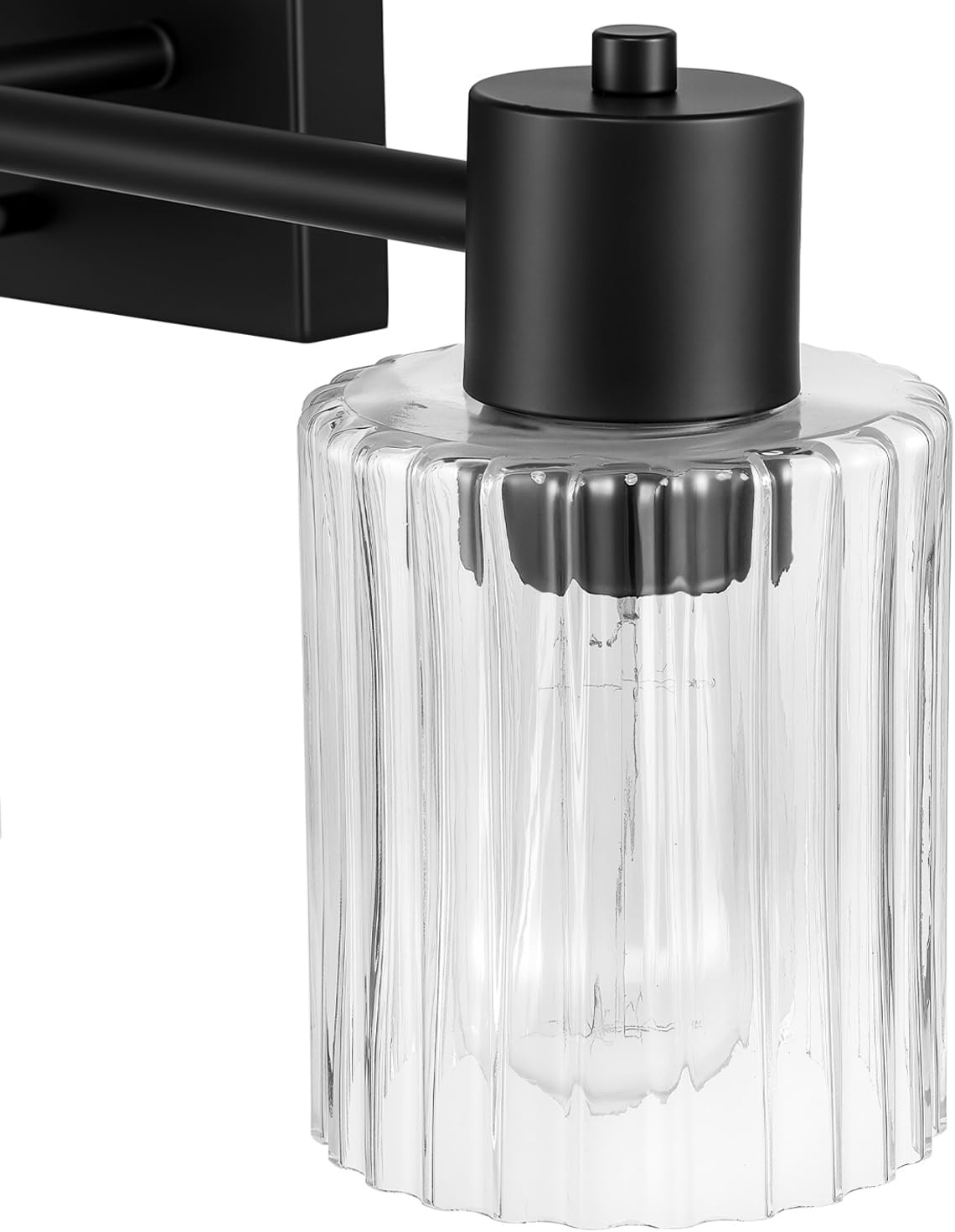 image:imageGlobe Electric 51411 3Light Vanity Light Oil Rubbed Bronze Clear Glass Shades Bathroom Lights Over Mirror Lights for Bathroom Powder Room Lighting Makeup Mirror Lights Home DcorMatte Black Ribbed Glass