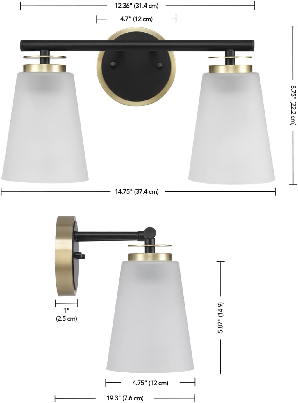 image:imageGlobe Electric 51411 3Light Vanity Light Oil Rubbed Bronze Clear Glass Shades Bathroom Lights Over Mirror Lights for Bathroom Powder Room Lighting Makeup Mirror Lights Home DcorMatte Black Frosted Glass