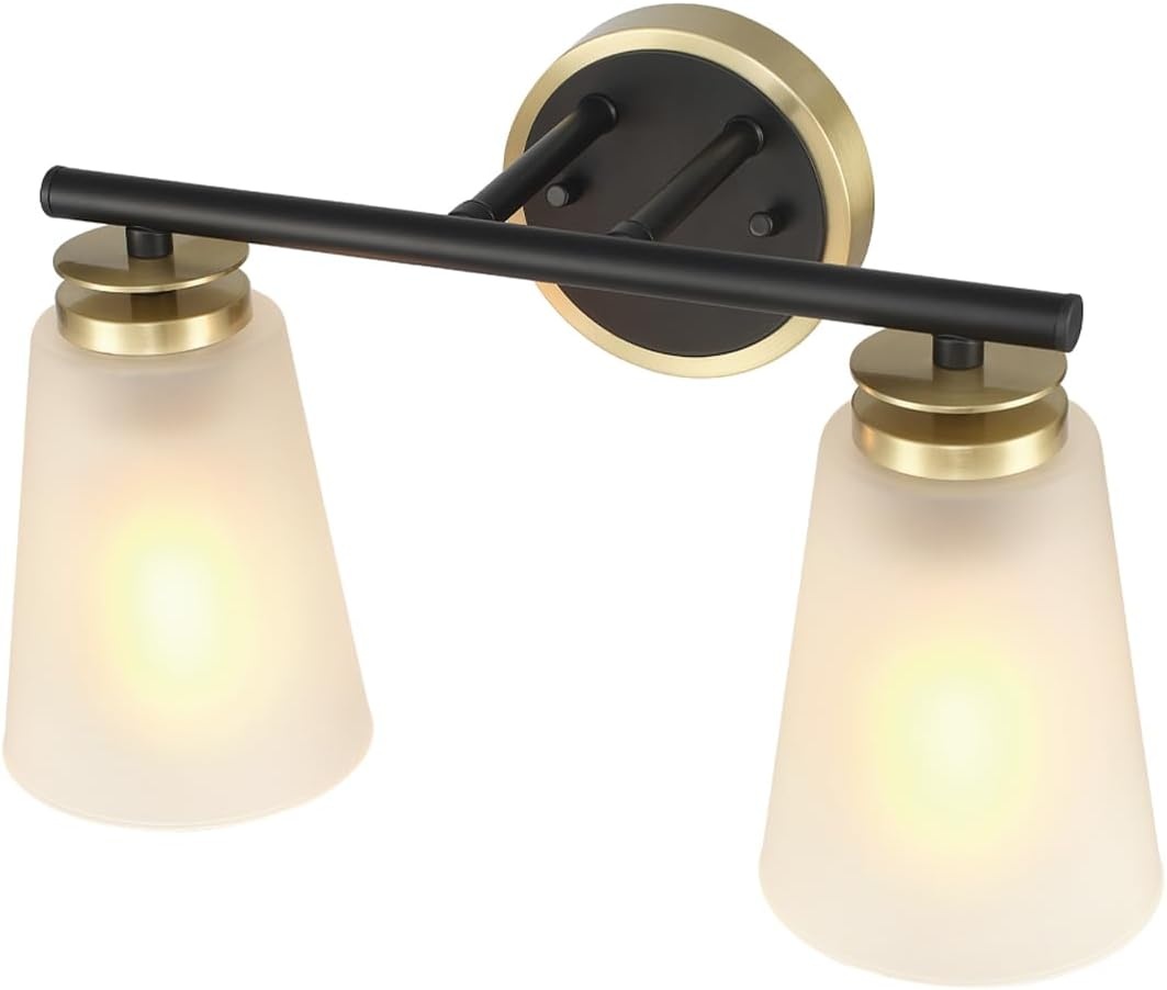 image:imageGlobe Electric 51411 3Light Vanity Light Oil Rubbed Bronze Clear Glass Shades Bathroom Lights Over Mirror Lights for Bathroom Powder Room Lighting Makeup Mirror Lights Home DcorMatte Black Frosted Glass