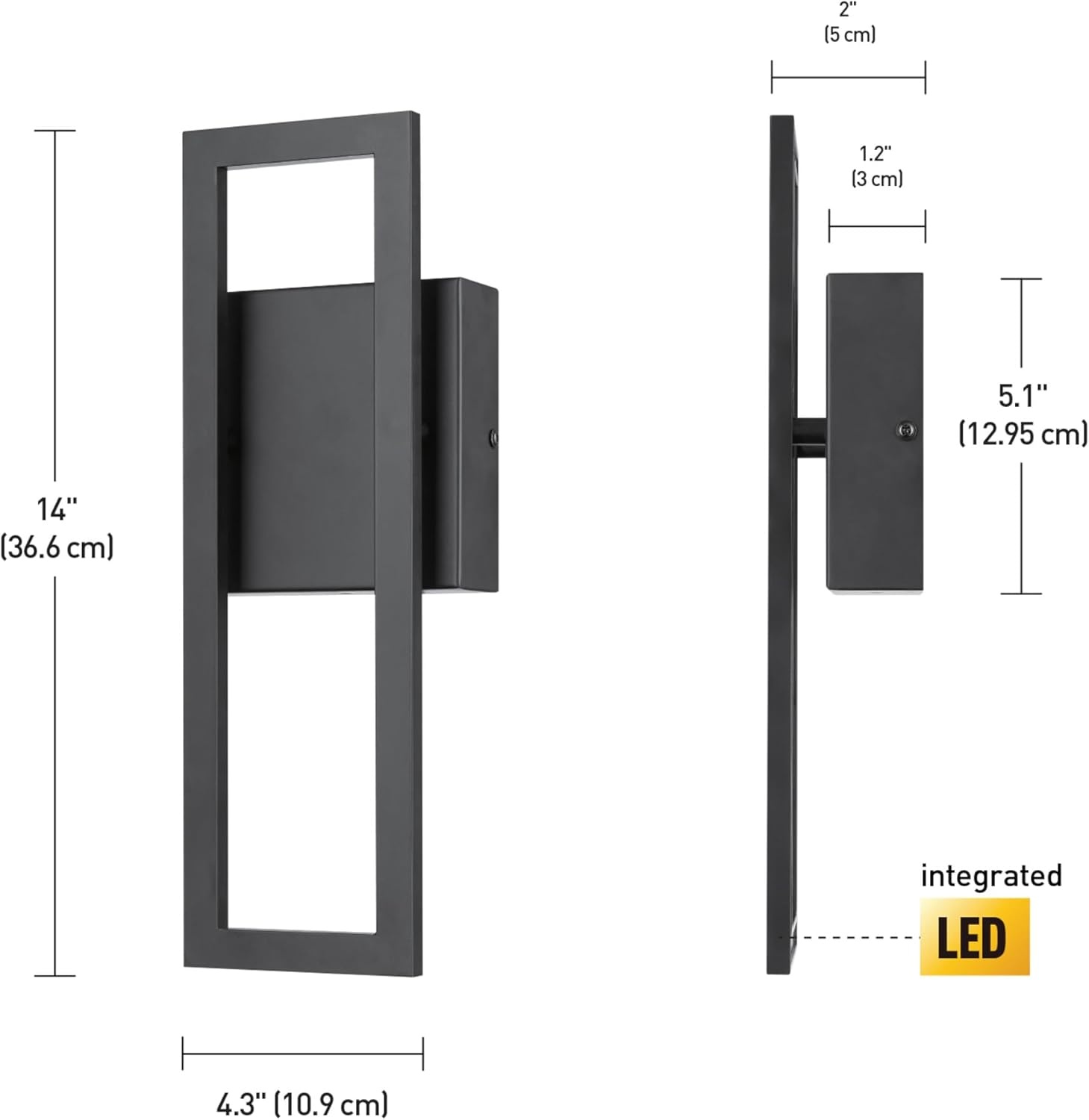 image:imageGlobe Electric 51432 LED Integrated Outdoor Indoor Wall Sconce Black 17 Watts 520 Lumens Back Porch Lights Front Patio Garage Fixture Exterior Lighting for HouseBlack McKay