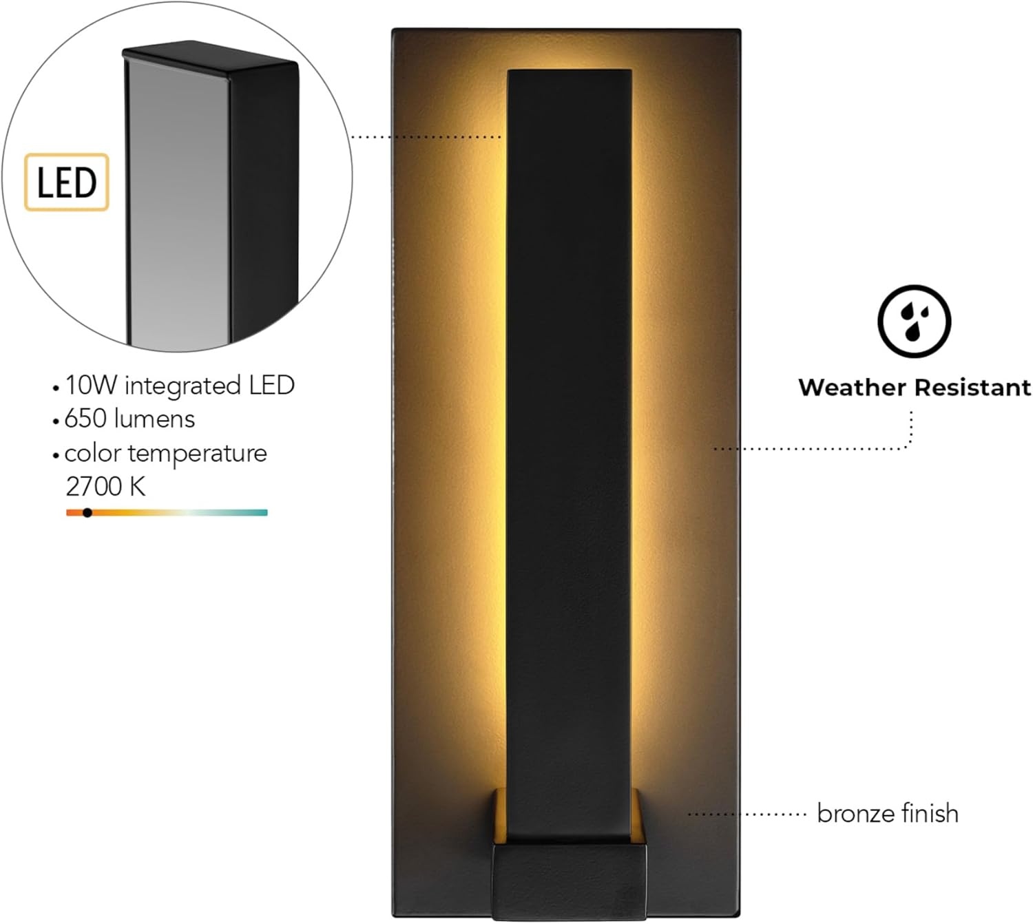image:imageGlobe Electric 51432 LED Integrated Outdoor Indoor Wall Sconce Black 17 Watts 520 Lumens Back Porch Lights Front Patio Garage Fixture Exterior Lighting for HouseBronze Patrick