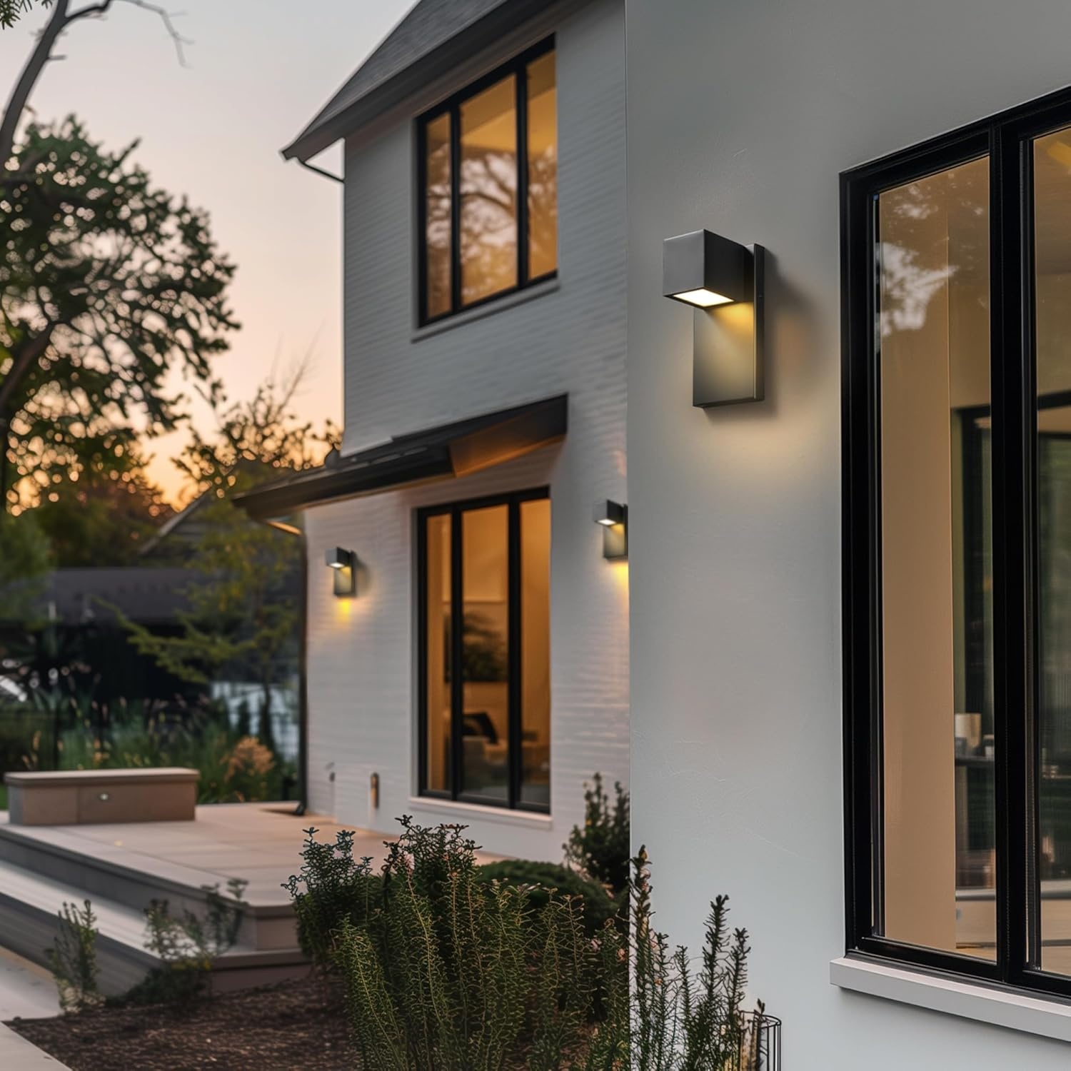 image:imageGlobe Electric 51432 LED Integrated Outdoor Indoor Wall Sconce Black 17 Watts 520 Lumens Back Porch Lights Front Patio Garage Fixture Exterior Lighting for HouseMatte Black Kara
