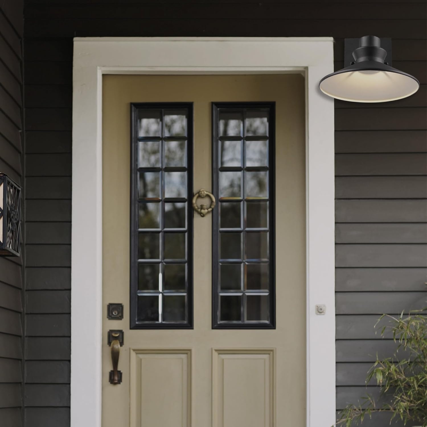 image:imageGlobe Electric 51432 LED Integrated Outdoor Indoor Wall Sconce Black 17 Watts 520 Lumens Back Porch Lights Front Patio Garage Fixture Exterior Lighting for HouseMatte Black Harris