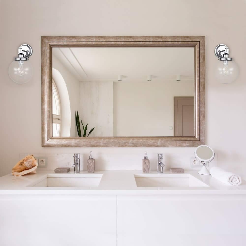 image:imageGlobe Electric 51477 Milan 1Light Wall Sconce Vanity Light Chrome Clear Glass Shade Vintage Edison Incandescent Bulb Included