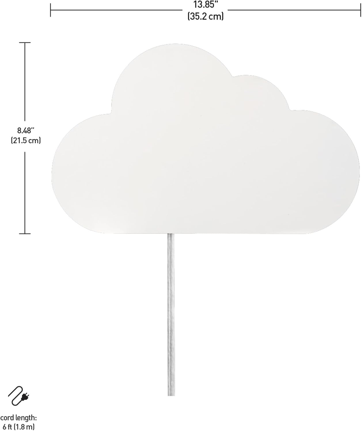 image:imageGlobe Electric 51492 1Light Floating Cloud Plugin Wall Sconce Matte White 6ft Clear Cord Inline OnOff Rocker Switch Lights for Bedroom Bulb Not Included Mounted Bedside LampWhite Cloud