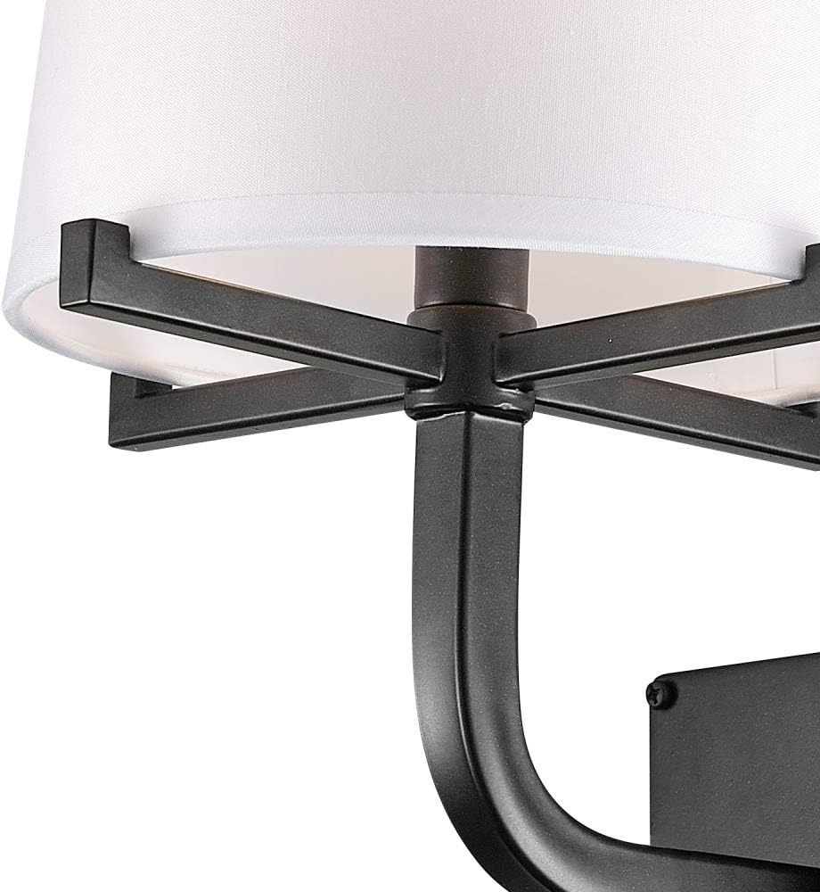 image:imageGlobe Electric 51515 Valerie 1Light Plugin or Hardwire Wall Sconce 6ft Black Fabric Covered Cord Inline OnOff Rocker Switch Dark Bronze with White Shade Bulb Not Included