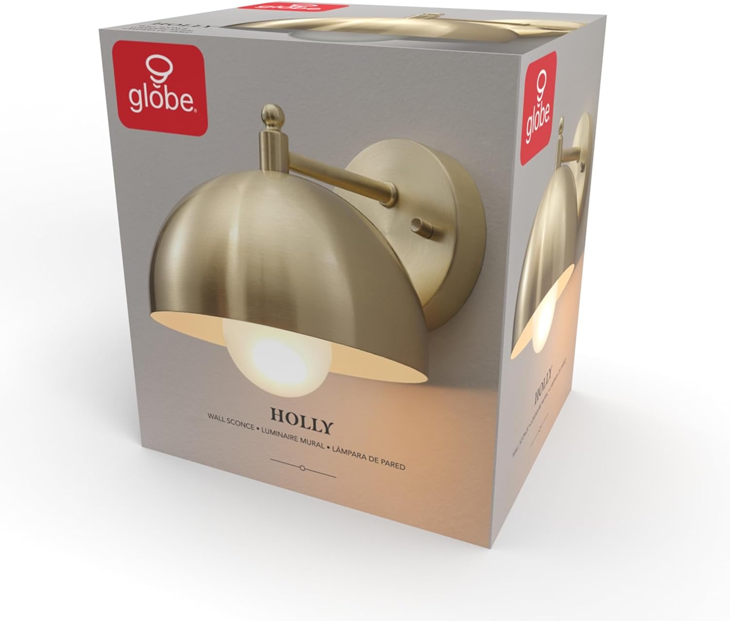 image:imageGlobe Electric 51719 1Light Plugin or Hardwire Wall Sconce Antique Brass Matte Black Accent Fabric Cord inLine OnOff Switch Kitchen Reading Light Home Essentials Bedroom Bedside LampBrushed Brass Holly