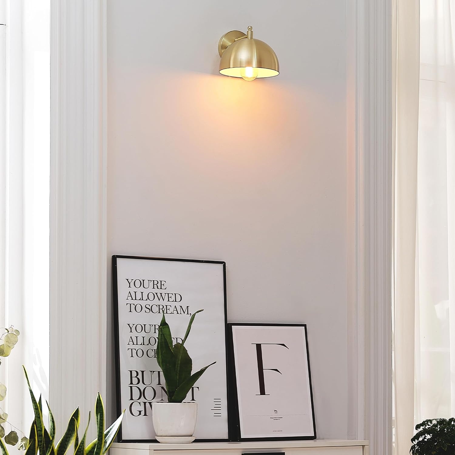 image:imageGlobe Electric 51719 1Light Plugin or Hardwire Wall Sconce Antique Brass Matte Black Accent Fabric Cord inLine OnOff Switch Kitchen Reading Light Home Essentials Bedroom Bedside LampBrushed Brass Holly