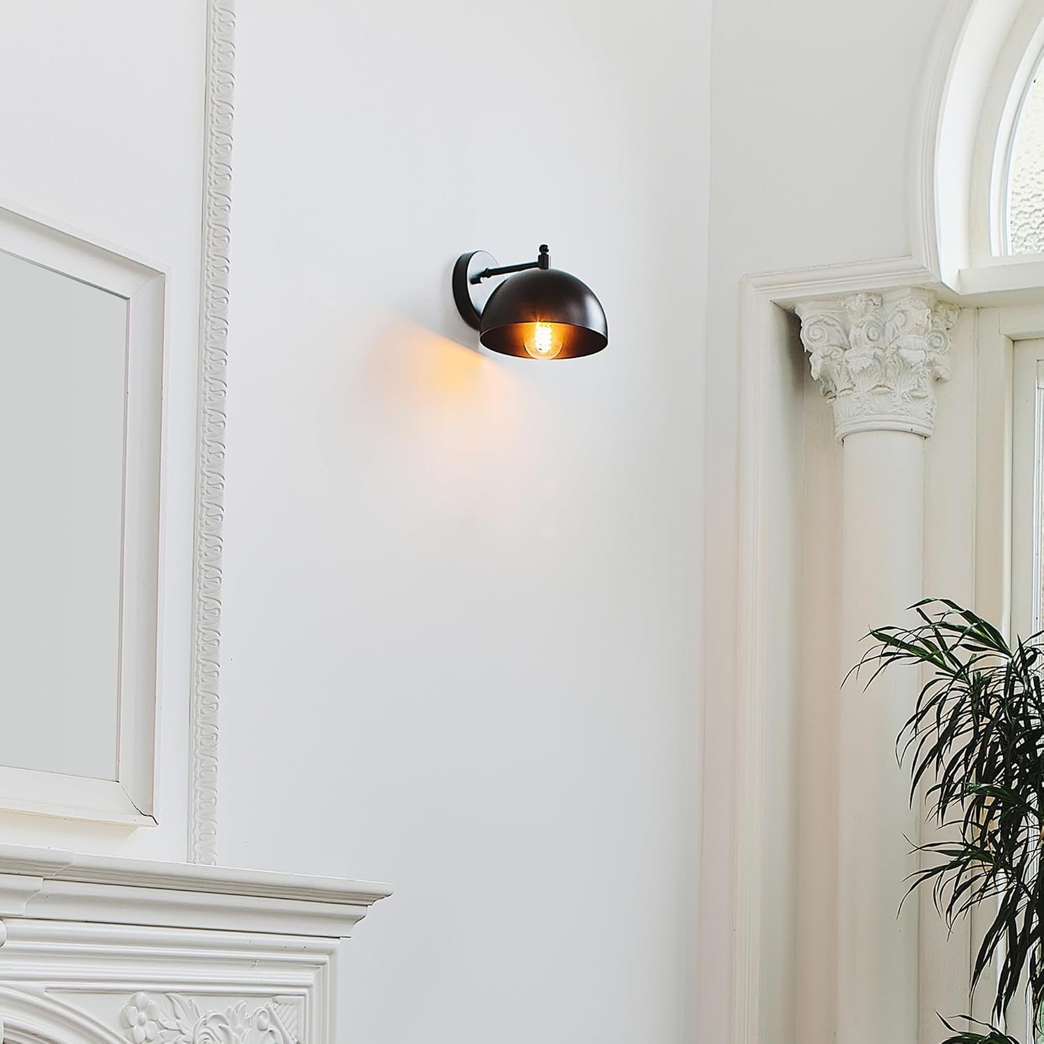image:imageGlobe Electric 51719 1Light Plugin or Hardwire Wall Sconce Antique Brass Matte Black Accent Fabric Cord inLine OnOff Switch Kitchen Reading Light Home Essentials Bedroom Bedside LampMatte Black Holly