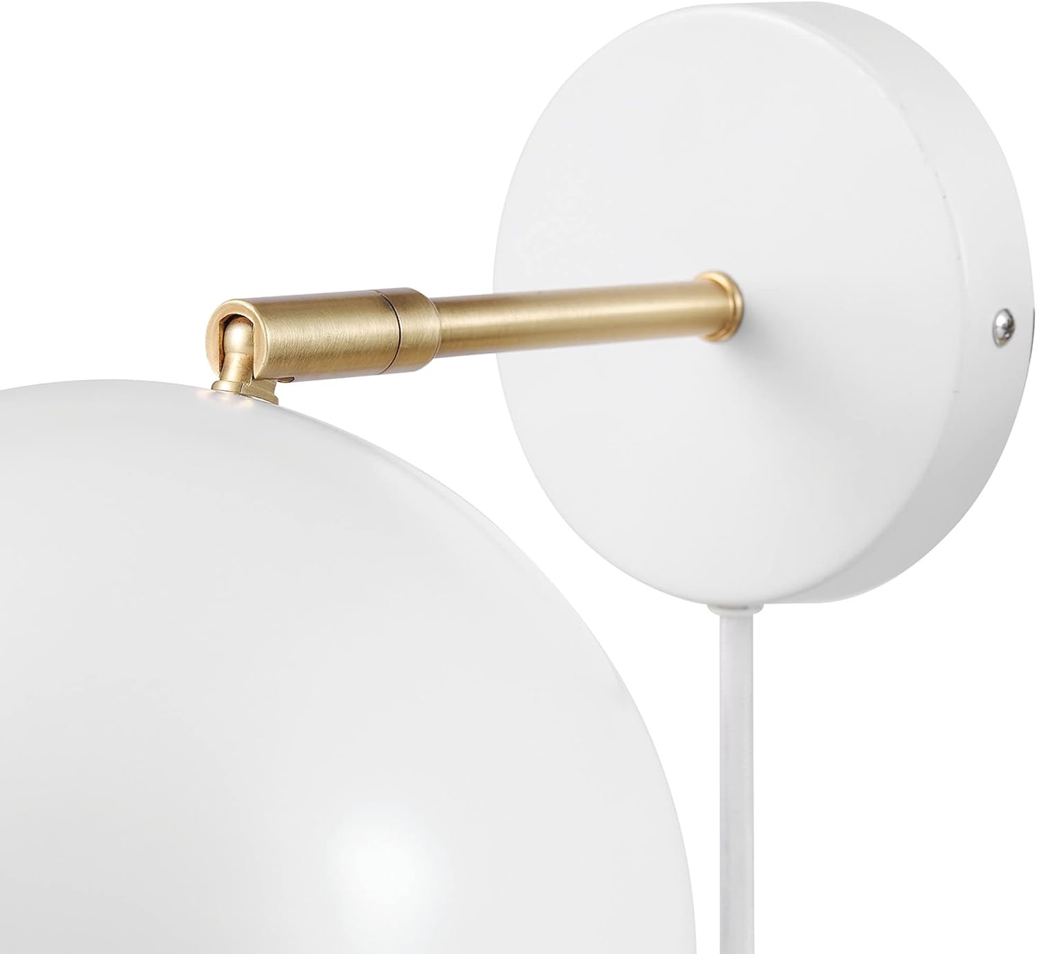 image:imageGlobe Electric 51719 1Light Plugin or Hardwire Wall Sconce Antique Brass Matte Black Accent Fabric Cord inLine OnOff Switch Kitchen Reading Light Home Essentials Bedroom Bedside LampWhite Molly