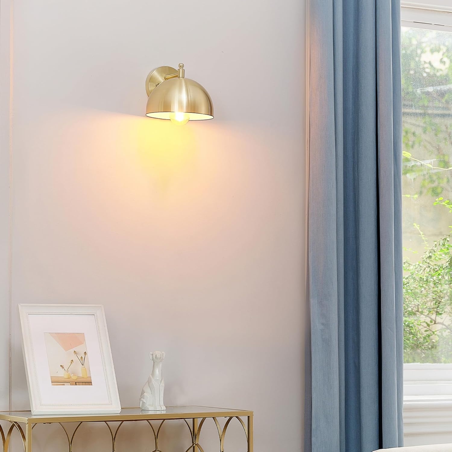 image:imageGlobe Electric 51719 1Light Plugin or Hardwire Wall Sconce Antique Brass Matte Black Accent Fabric Cord inLine OnOff Switch Kitchen Reading Light Home Essentials Bedroom Bedside LampBrushed Brass Holly