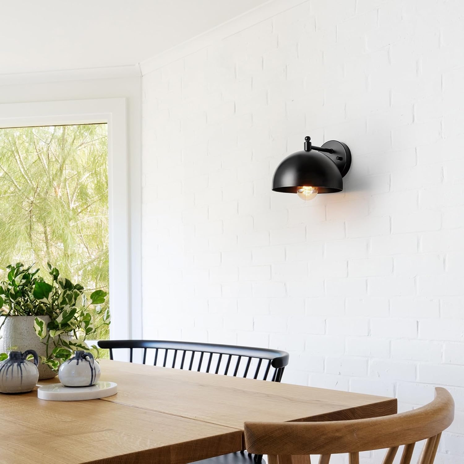 image:imageGlobe Electric 51719 1Light Plugin or Hardwire Wall Sconce Antique Brass Matte Black Accent Fabric Cord inLine OnOff Switch Kitchen Reading Light Home Essentials Bedroom Bedside LampMatte Black Holly