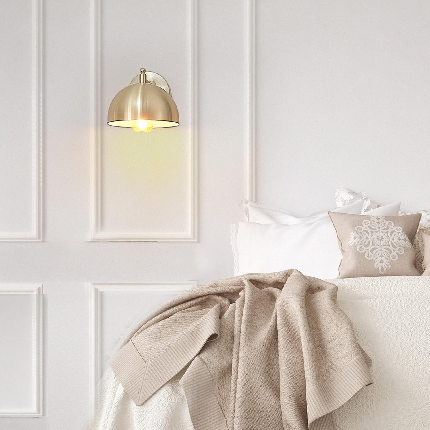 image:imageGlobe Electric 51719 1Light Plugin or Hardwire Wall Sconce Antique Brass Matte Black Accent Fabric Cord inLine OnOff Switch Kitchen Reading Light Home Essentials Bedroom Bedside LampBrushed Brass Holly