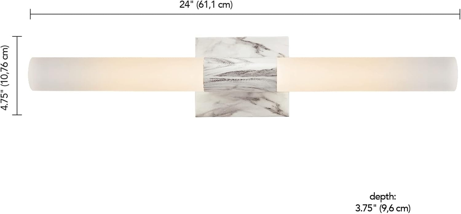 image:imageGlobe Electric 51847 Edinburgh 2Light LED Integrated Dimmable Wall Sconce Vanity Light White Faux Marble Frosted Acrylic Shades 19W 1200 LumensFaux Marble Edinburgh