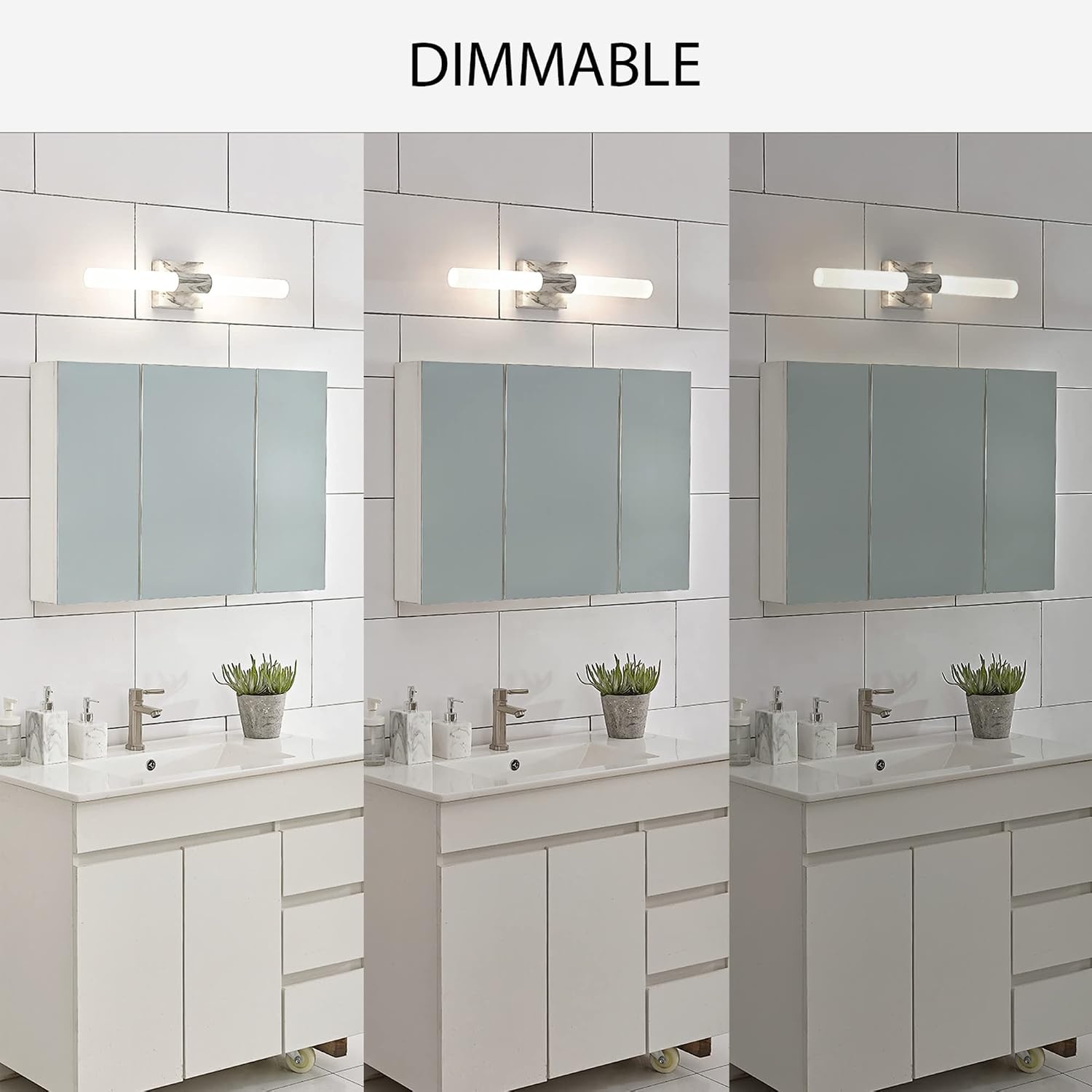 image:imageGlobe Electric 51847 Edinburgh 2Light LED Integrated Dimmable Wall Sconce Vanity Light White Faux Marble Frosted Acrylic Shades 19W 1200 LumensFaux Marble Edinburgh