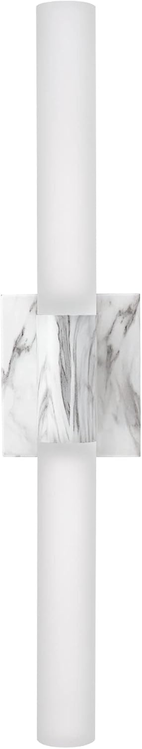 image:imageGlobe Electric 51847 Edinburgh 2Light LED Integrated Dimmable Wall Sconce Vanity Light White Faux Marble Frosted Acrylic Shades 19W 1200 LumensFaux Marble Edinburgh