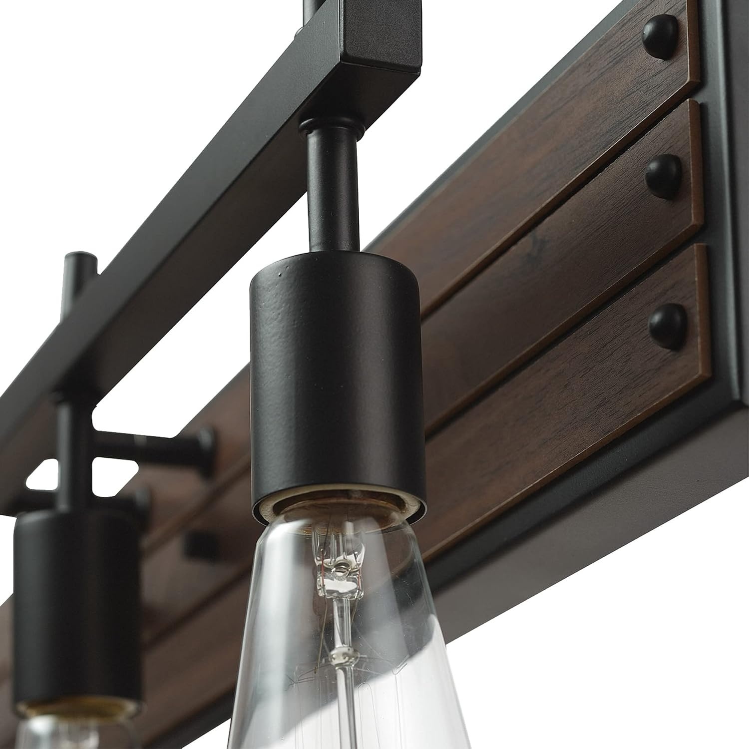 image:imageGlobe Electric 51853 3Light Vanity Light Dark Bronze Antique Brass Accents Clear Glass Shade Beauty Room Accessories Bathroom Lights Over Mirror Makeup Mirror Lights Bulb Not IncludedFaux Wood Finish Black Accents