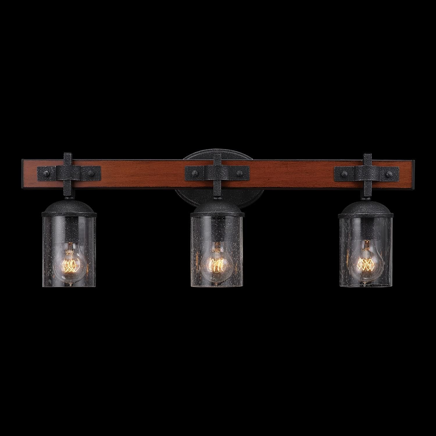 image:imageGlobe Electric 51853 3Light Vanity Light Dark Bronze Antique Brass Accents Clear Glass Shade Beauty Room Accessories Bathroom Lights Over Mirror Makeup Mirror Lights Bulb Not IncludedGalvanized