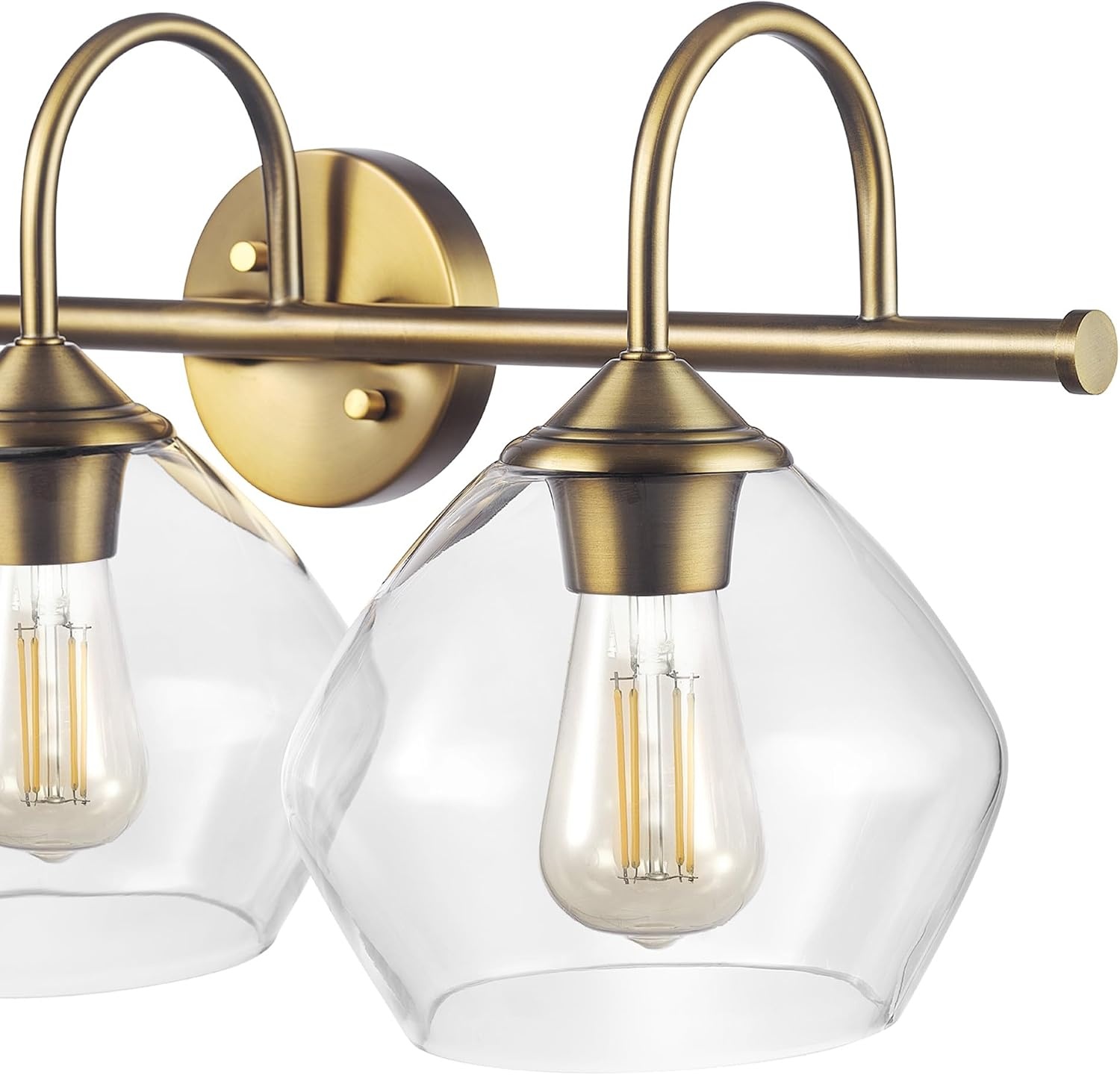 image:imageGlobe Electric 51853 3Light Vanity Light Dark Bronze Antique Brass Accents Clear Glass Shade Beauty Room Accessories Bathroom Lights Over Mirror Makeup Mirror Lights Bulb Not IncludedGold Harrow