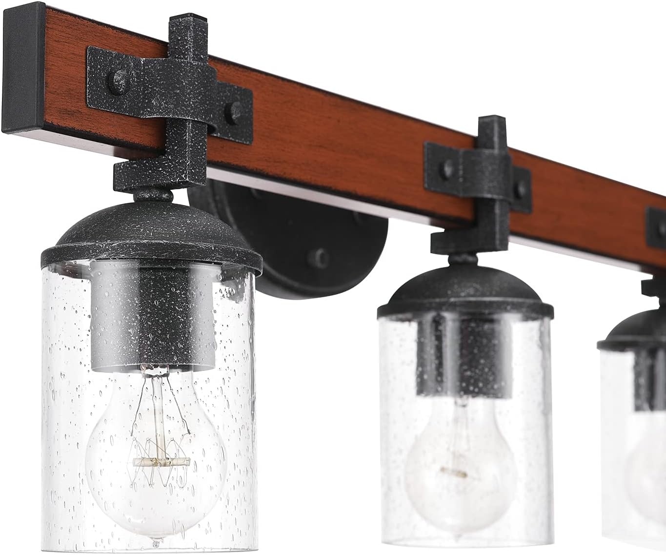 image:imageGlobe Electric 51853 3Light Vanity Light Dark Bronze Antique Brass Accents Clear Glass Shade Beauty Room Accessories Bathroom Lights Over Mirror Makeup Mirror Lights Bulb Not IncludedGalvanized