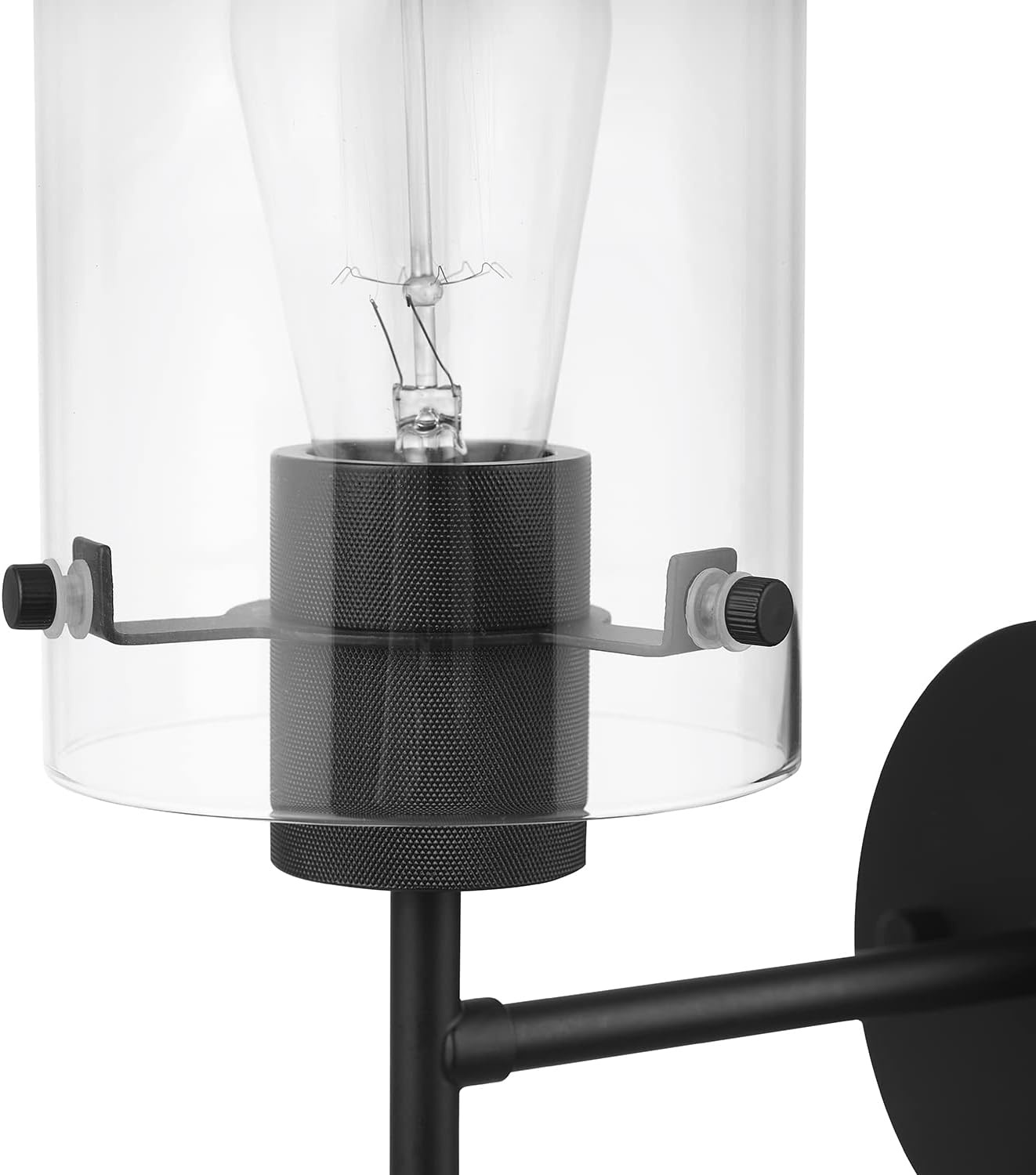 image:imageGlobe Electric 51860 Pisaq 1Light Wall Sconce Matte Black Clear Glass Shade Bulb Not IncludedBlack