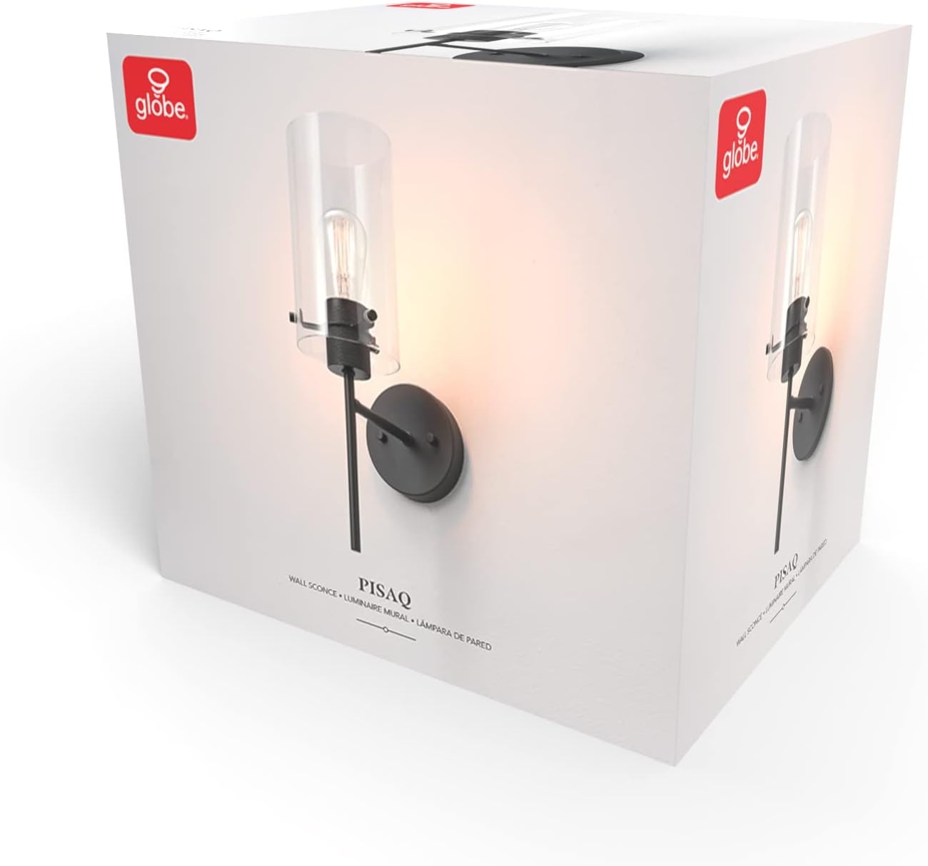 image:imageGlobe Electric 51860 Pisaq 1Light Wall Sconce Matte Black Clear Glass Shade Bulb Not IncludedBlack