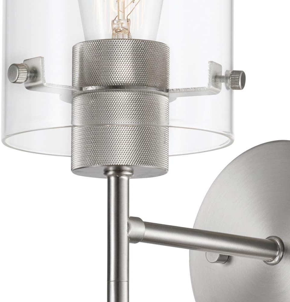 image:imageGlobe Electric 51860 Pisaq 1Light Wall Sconce Matte Black Clear Glass Shade Bulb Not IncludedBrushed Nickel