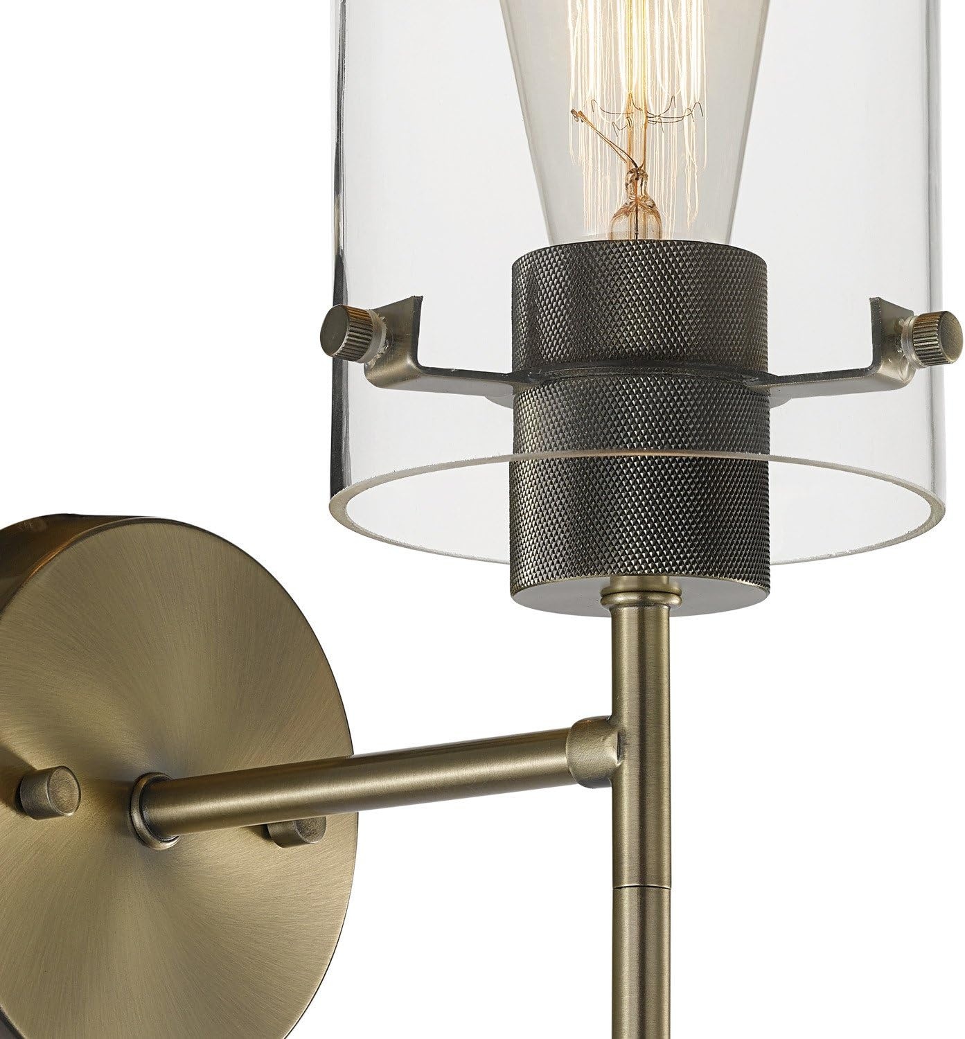 image:imageGlobe Electric 51860 Pisaq 1Light Wall Sconce Matte Black Clear Glass Shade Bulb Not IncludedWhite