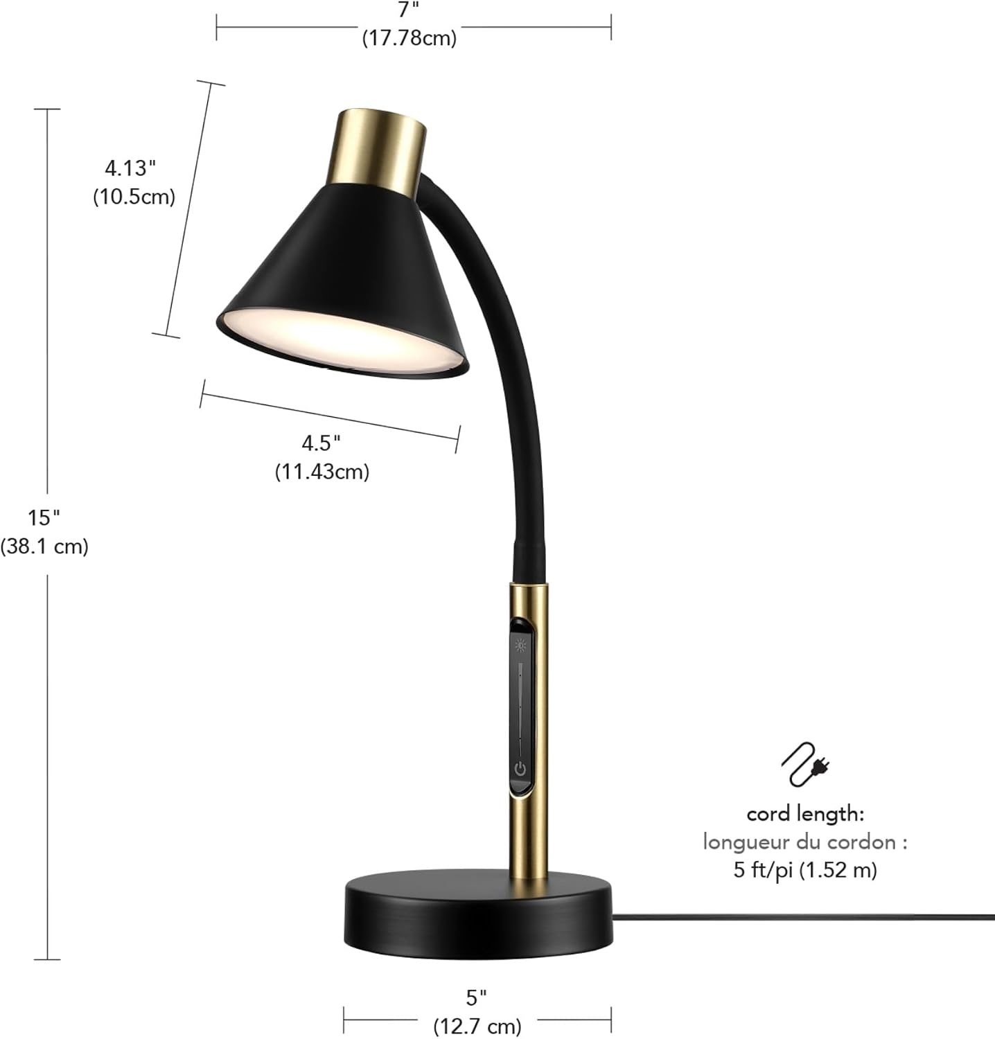 image:imageGlobe Electric 52095 Belmont 17 Desk Lamp Matte Black Antique Brass Accents Fast Charging USB Port Rocker OnOff SwitchMatte Black Albert