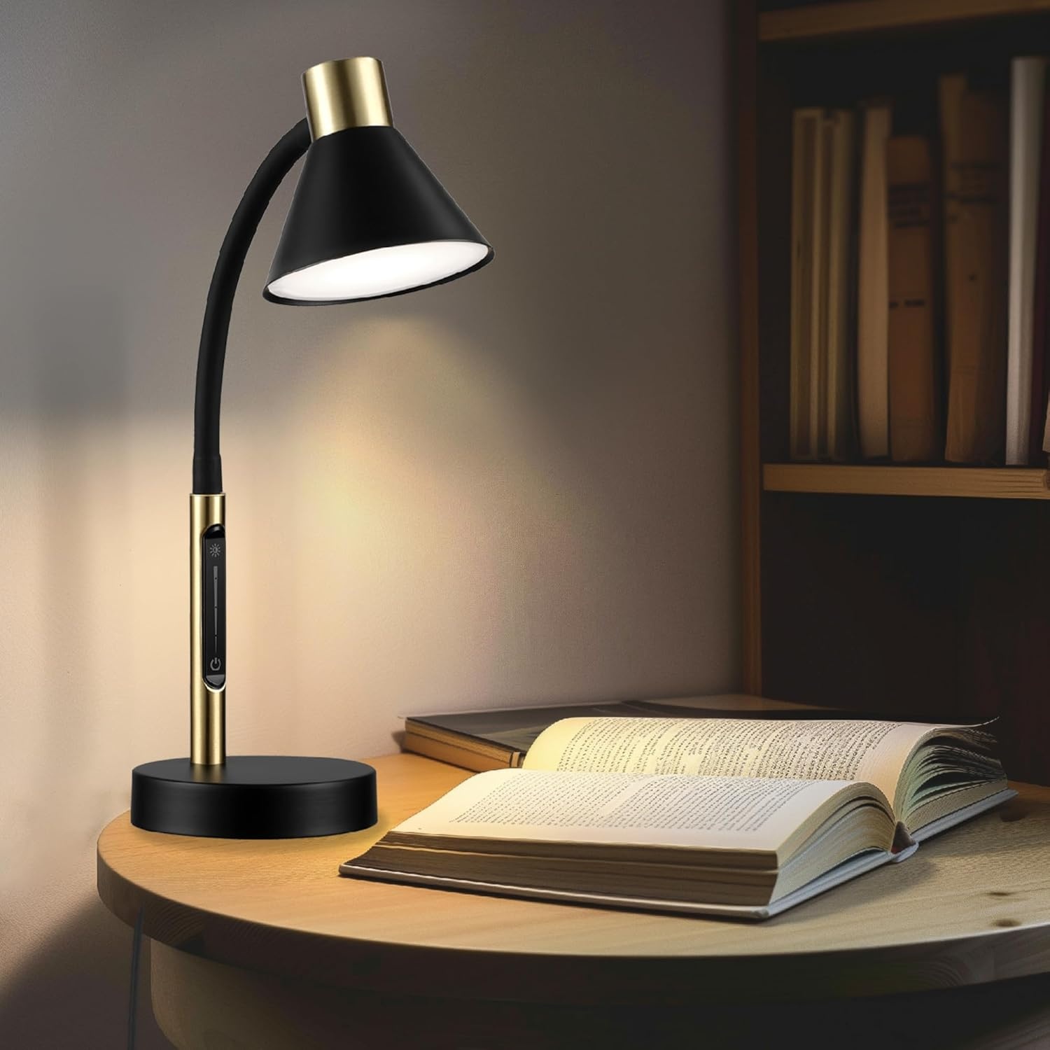 image:imageGlobe Electric 52095 Belmont 17 Desk Lamp Matte Black Antique Brass Accents Fast Charging USB Port Rocker OnOff SwitchMatte Black Albert