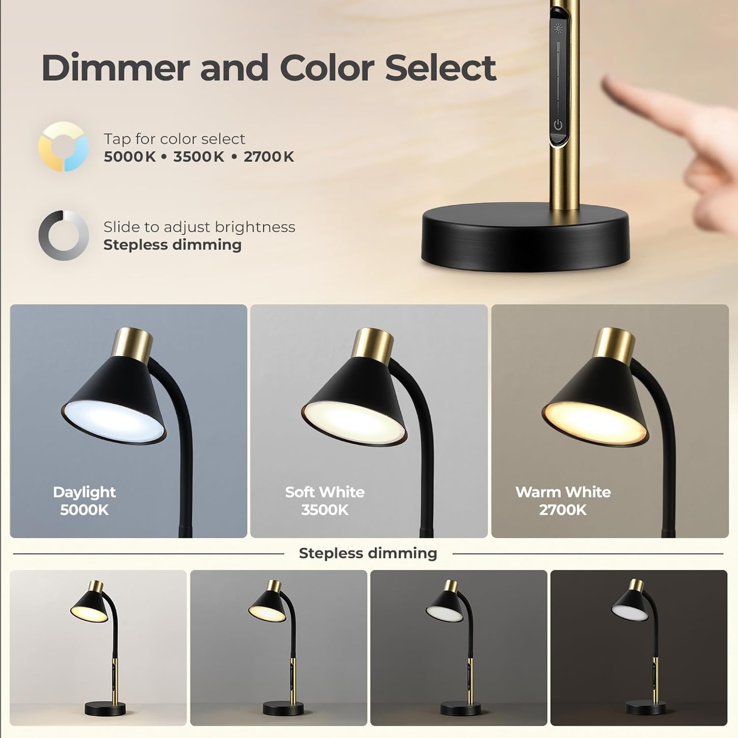 image:imageGlobe Electric 52095 Belmont 17 Desk Lamp Matte Black Antique Brass Accents Fast Charging USB Port Rocker OnOff SwitchMatte Black Albert