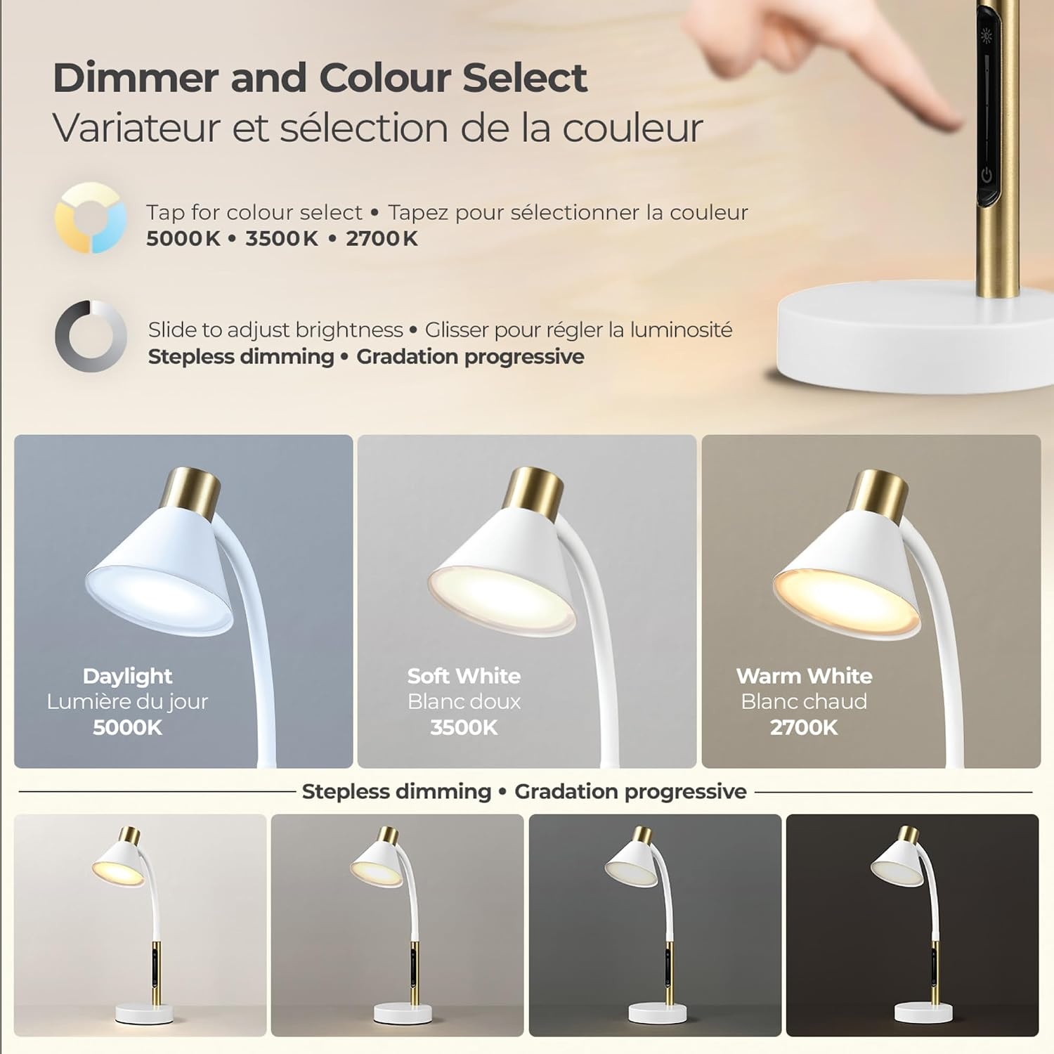 image:imageGlobe Electric 52095 Belmont 17 Desk Lamp Matte Black Antique Brass Accents Fast Charging USB Port Rocker OnOff SwitchMatte White Albert
