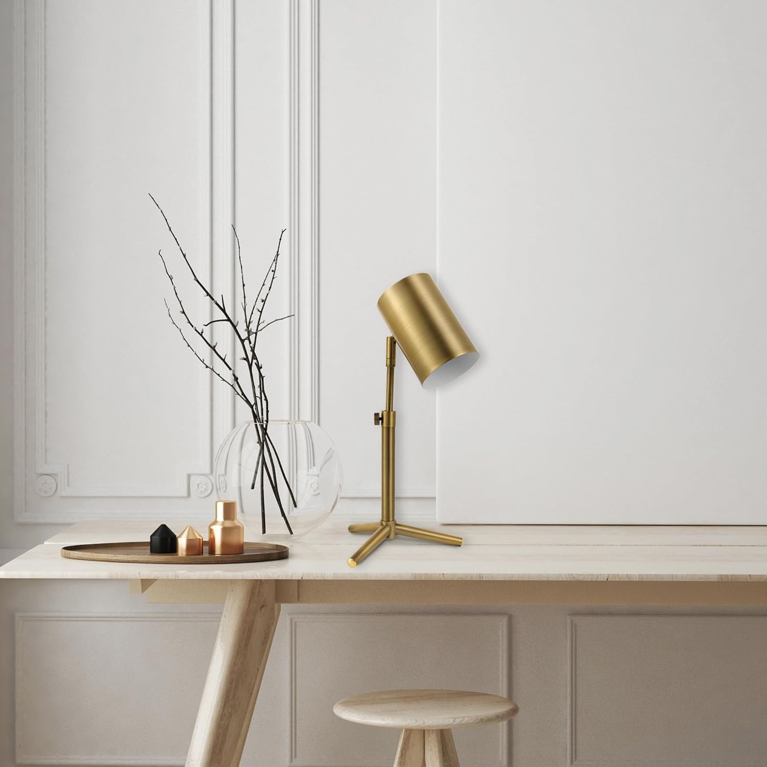 image:imageGlobe Electric 52097 Pratt 18 Desk Lamp Matte Brass Finish Adjustable Height inLine Rocker OnOff SwitchMatte Brass Pratt