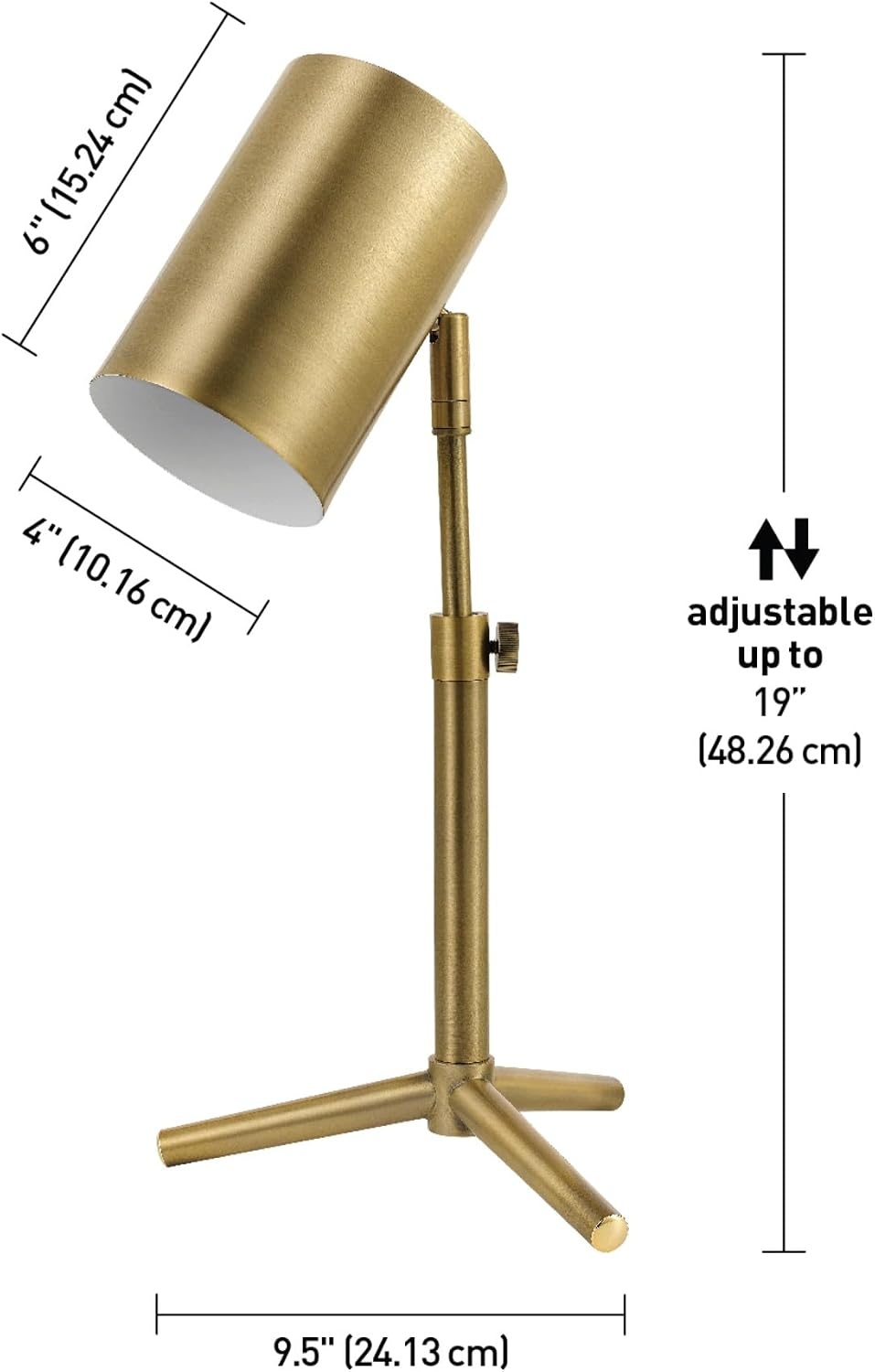 image:imageGlobe Electric 52097 Pratt 18 Desk Lamp Matte Brass Finish Adjustable Height inLine Rocker OnOff SwitchMatte Brass Pratt