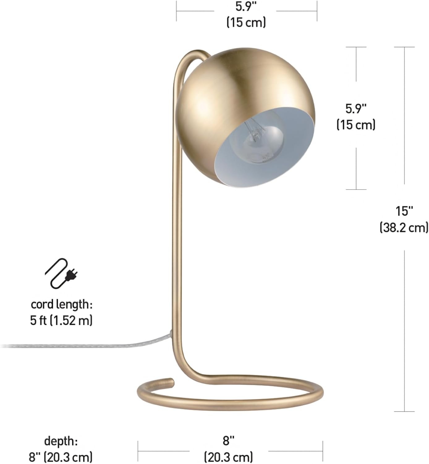 image:imageGlobe Electric 52097 Pratt 18 Desk Lamp Matte Brass Finish Adjustable Height inLine Rocker OnOff SwitchMatte Brass Richmond