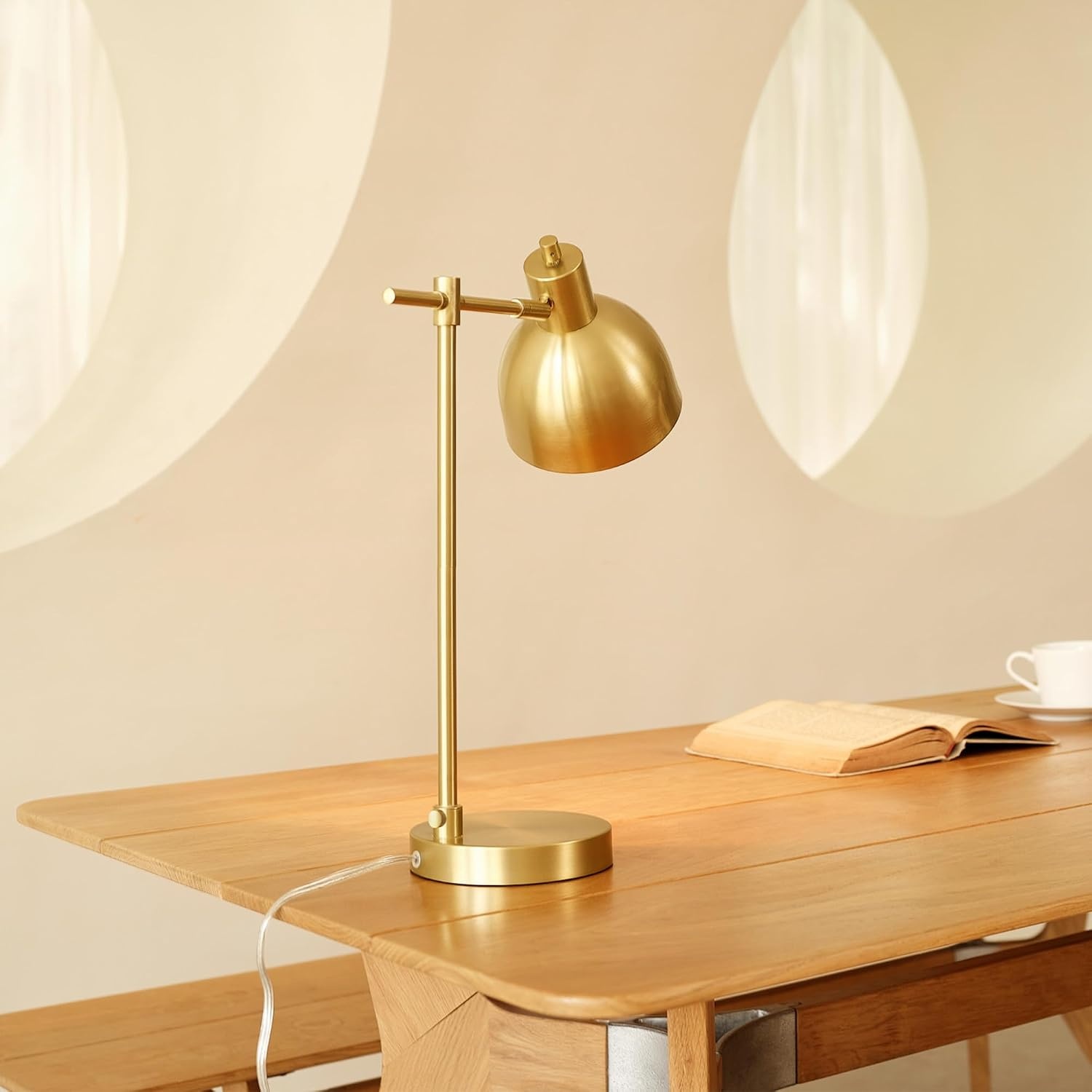 image:imageGlobe Electric 52097 Pratt 18 Desk Lamp Matte Brass Finish Adjustable Height inLine Rocker OnOff SwitchShaded Brass Dimitri