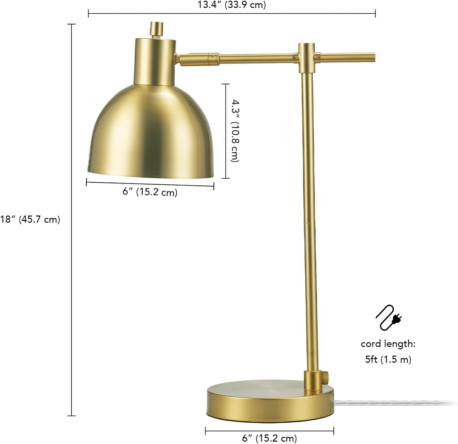 image:imageGlobe Electric 52097 Pratt 18 Desk Lamp Matte Brass Finish Adjustable Height inLine Rocker OnOff SwitchShaded Brass Dimitri