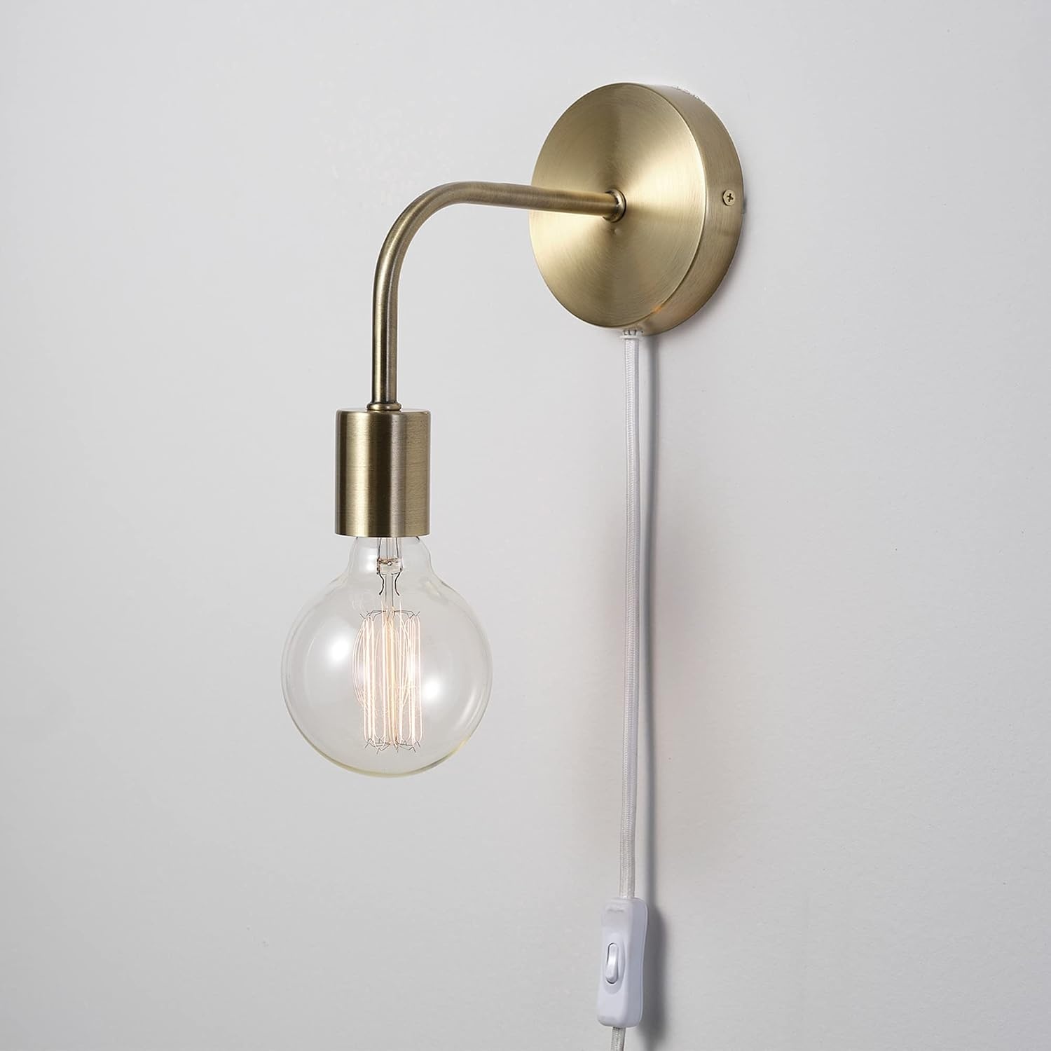 image:imageGlobe Electric 52111 Holden 1Light Long Arm Plugin or Hardwire Wall Sconce Matte Brass Bulb Not Included