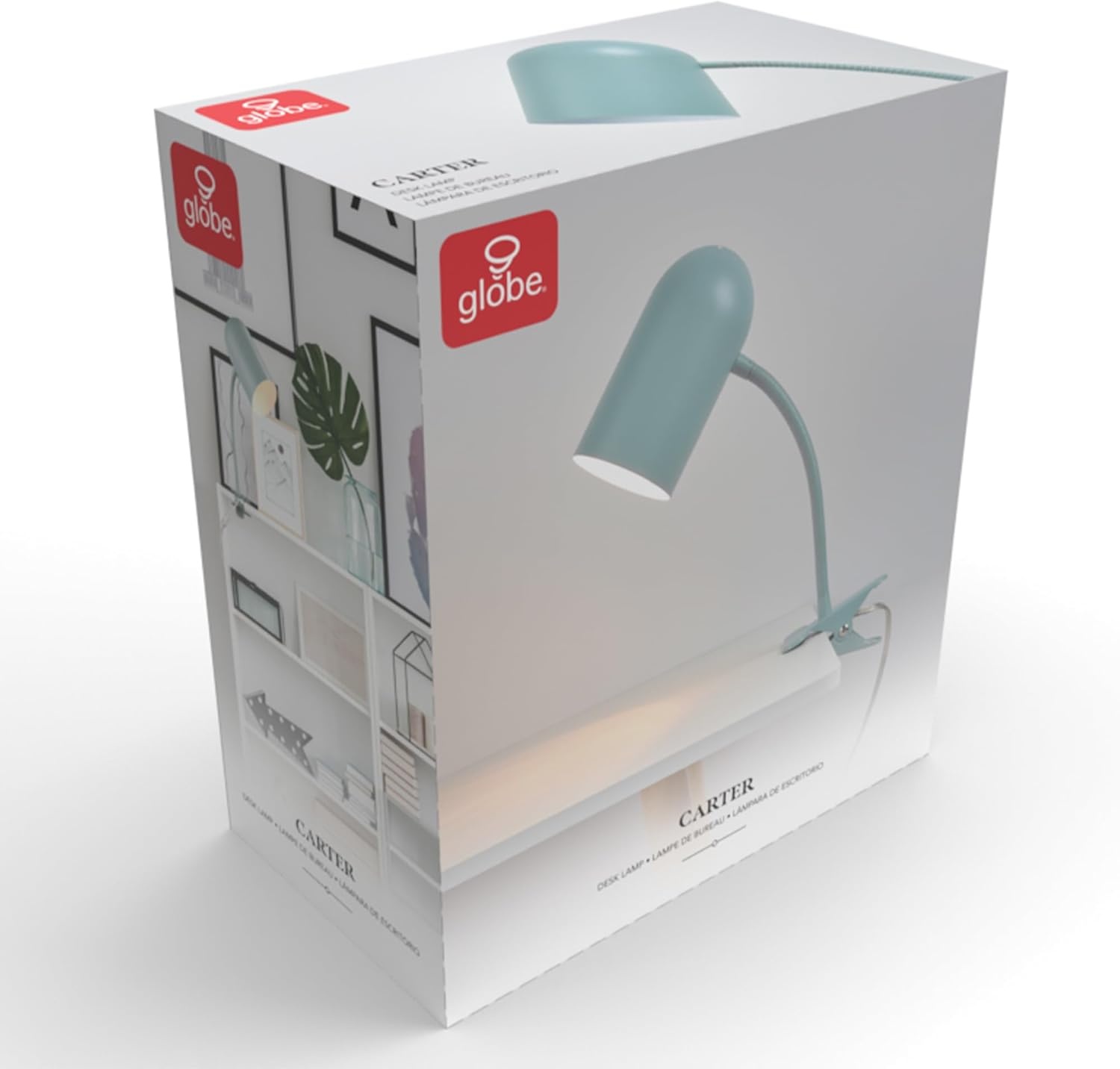 image:imageGlobe Electric 52302 Carter 15 ClipArm Desk Lamp Matte Teal Adjustable Gooseneck Arm inLine On Off SwitchMatte Teal