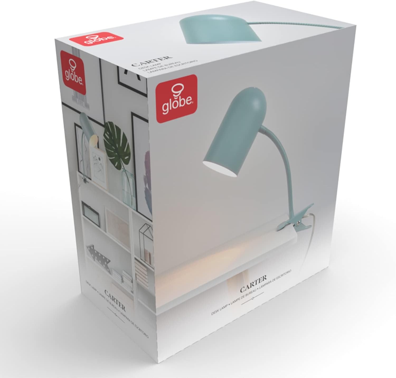 image:imageGlobe Electric 52302 Carter 15 ClipArm Desk Lamp Matte Teal Adjustable Gooseneck Arm inLine On Off SwitchMatte Teal