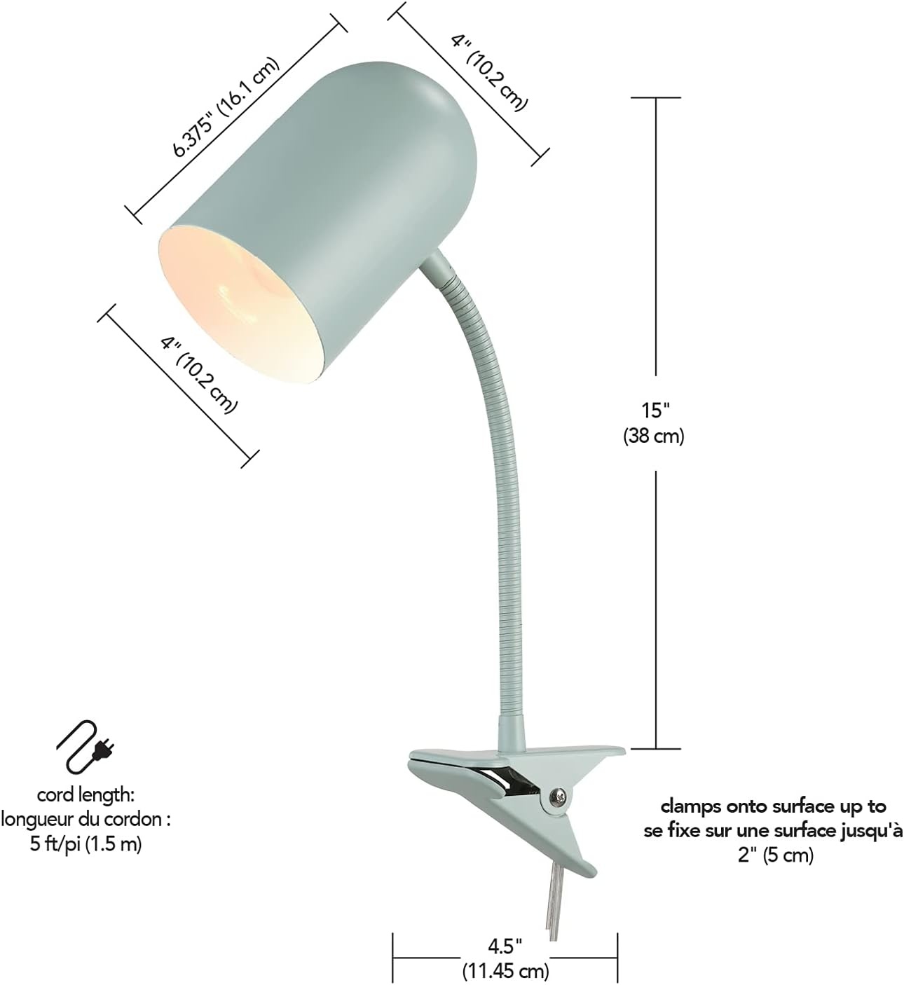 image:imageGlobe Electric 52302 Carter 15 ClipArm Desk Lamp Matte Teal Adjustable Gooseneck Arm inLine On Off SwitchMatte Teal