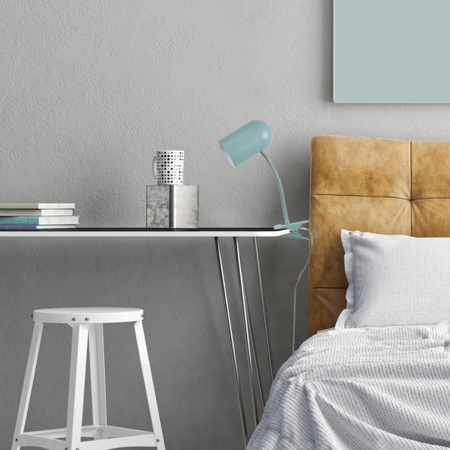 image:imageGlobe Electric 52302 Carter 15 ClipArm Desk Lamp Matte Teal Adjustable Gooseneck Arm inLine On Off SwitchMatte Teal