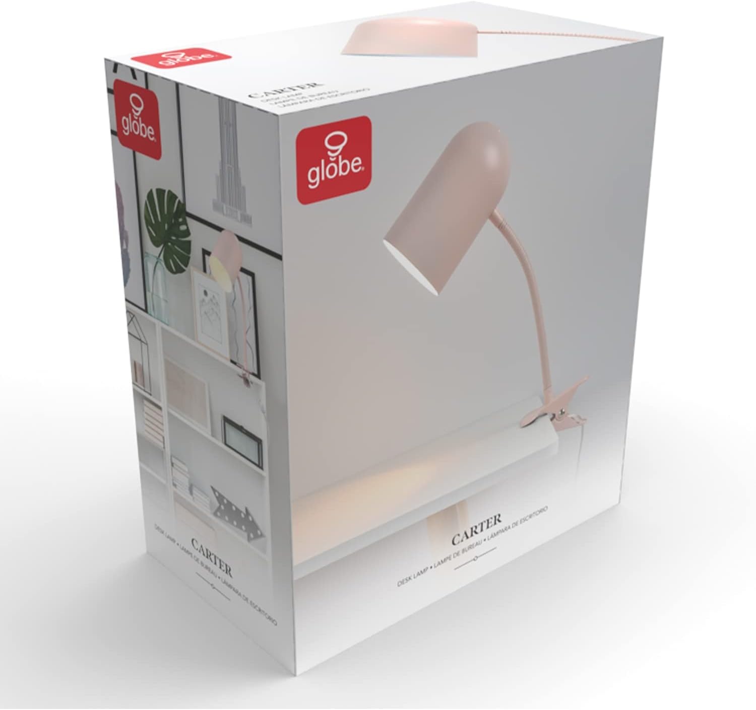 image:imageGlobe Electric 52303 Carter 15 ClipArm Desk Lamp Matte Pink Adjustable Gooseneck Arm inLine On Off SwitchMatte Pink