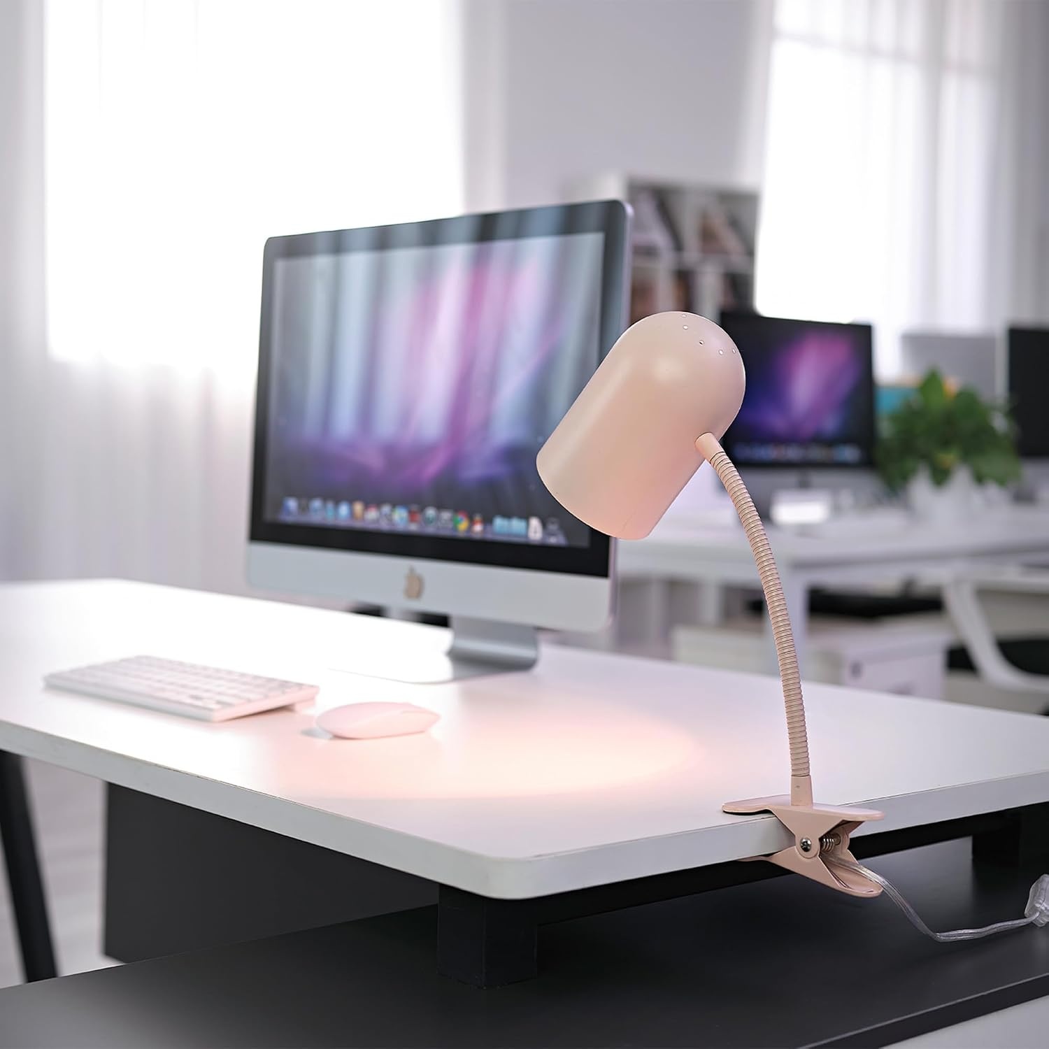 image:imageGlobe Electric 52303 Carter 15 ClipArm Desk Lamp Matte Pink Adjustable Gooseneck Arm inLine On Off SwitchMatte Pink