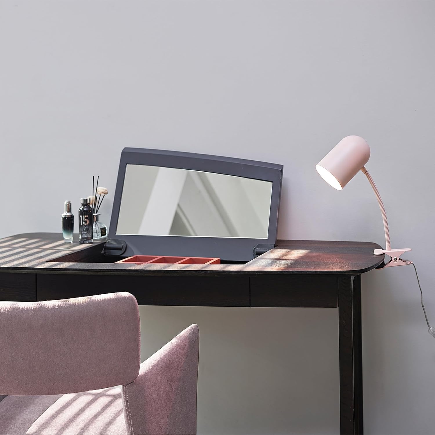 image:imageGlobe Electric 52303 Carter 15 ClipArm Desk Lamp Matte Pink Adjustable Gooseneck Arm inLine On Off SwitchMatte Pink