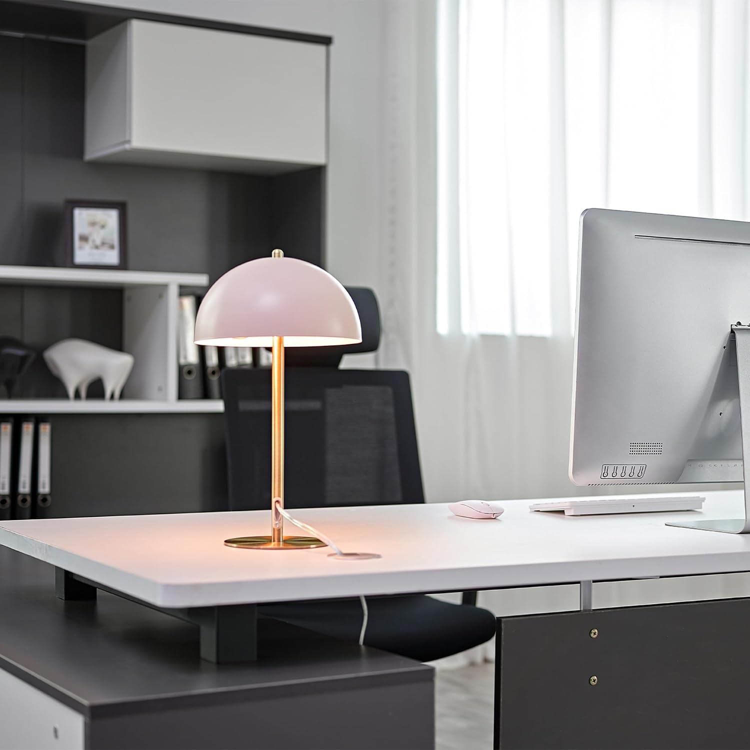 image:imageGlobe Electric 52332 15 Desk Lamp Matte Pink Matte Brass Accents inLine OnOff Rocker SwitchPack of 1