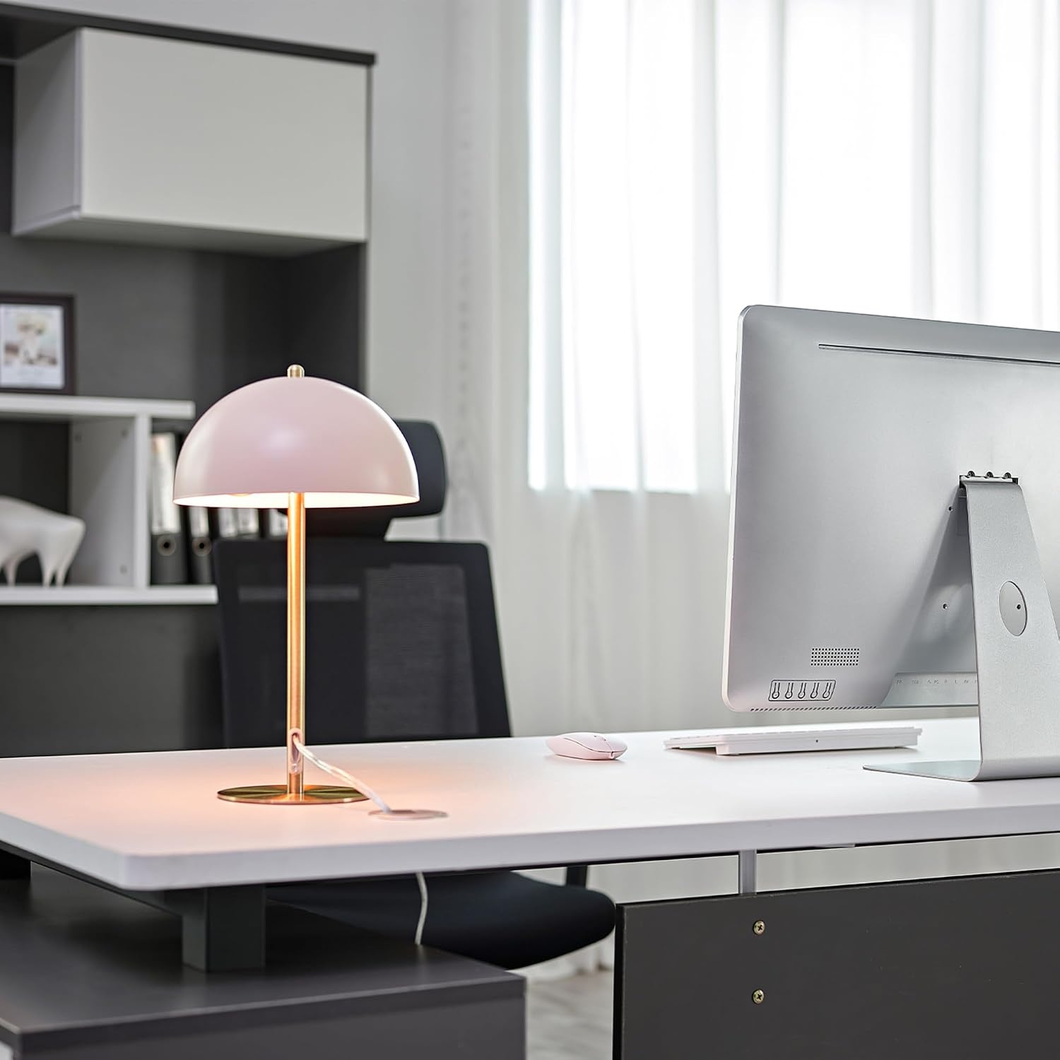 image:imageGlobe Electric 52332 15 Desk Lamp Matte Pink Matte Brass Accents inLine OnOff Rocker SwitchPack of 1