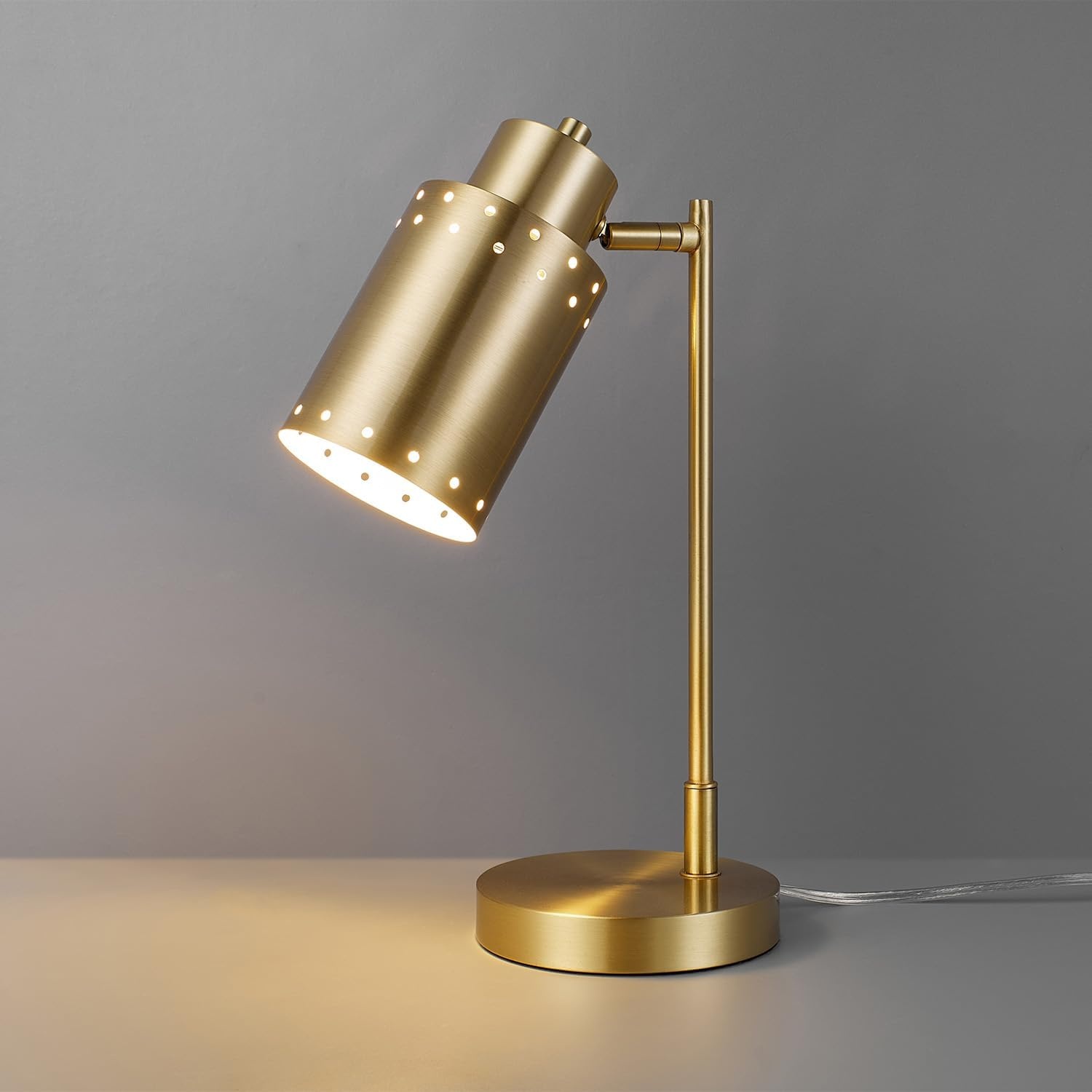 image:imageGlobe Electric 52889 West 15 LED Integrated Desk Lamp Matte Brass 200 Lumens Dimmer Rotary SwitchMatte White