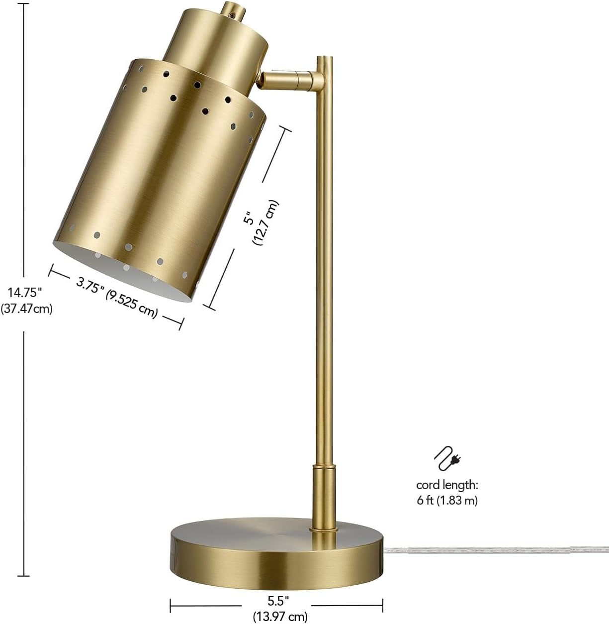 image:imageGlobe Electric 52889 West 15 LED Integrated Desk Lamp Matte Brass 200 Lumens Dimmer Rotary SwitchMatte White