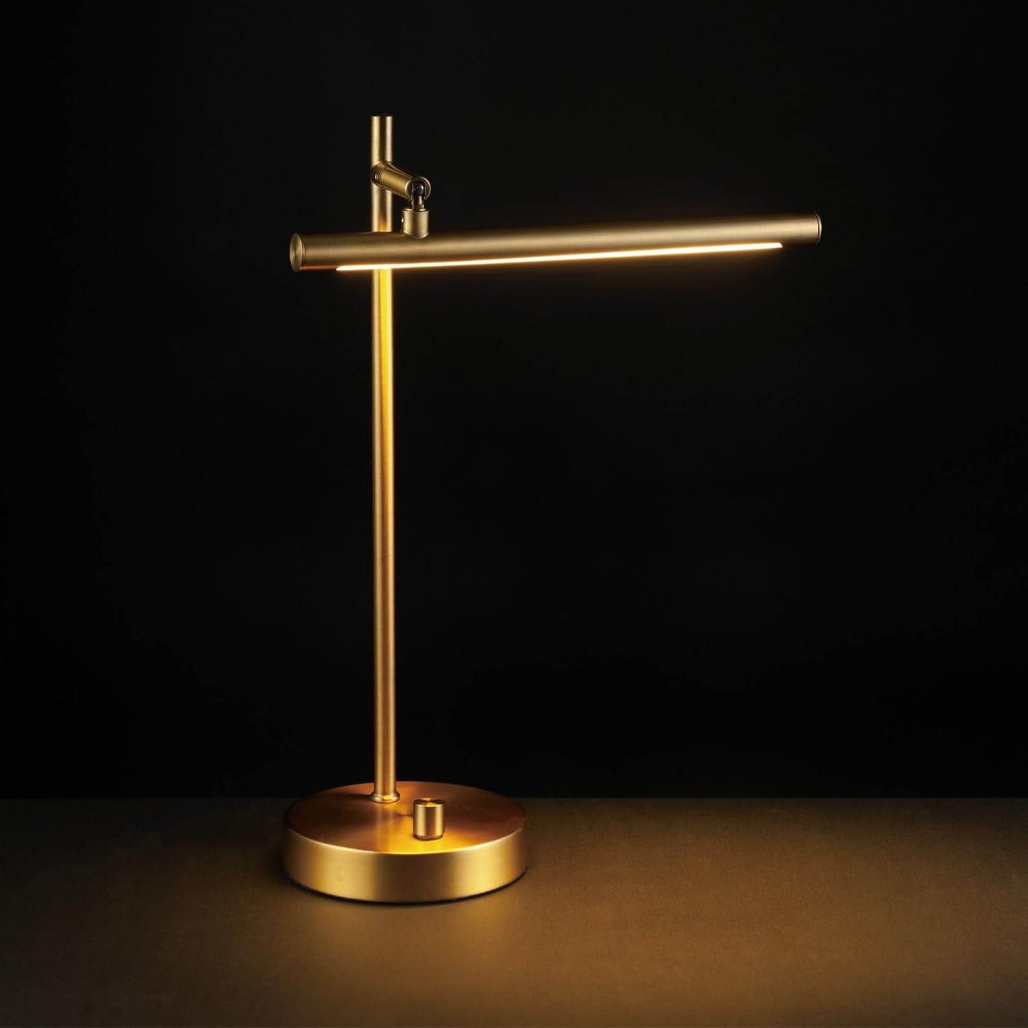 image:imageGlobe Electric 52889 West 15 LED Integrated Desk Lamp Matte Brass 200 Lumens Dimmer Rotary SwitchWest